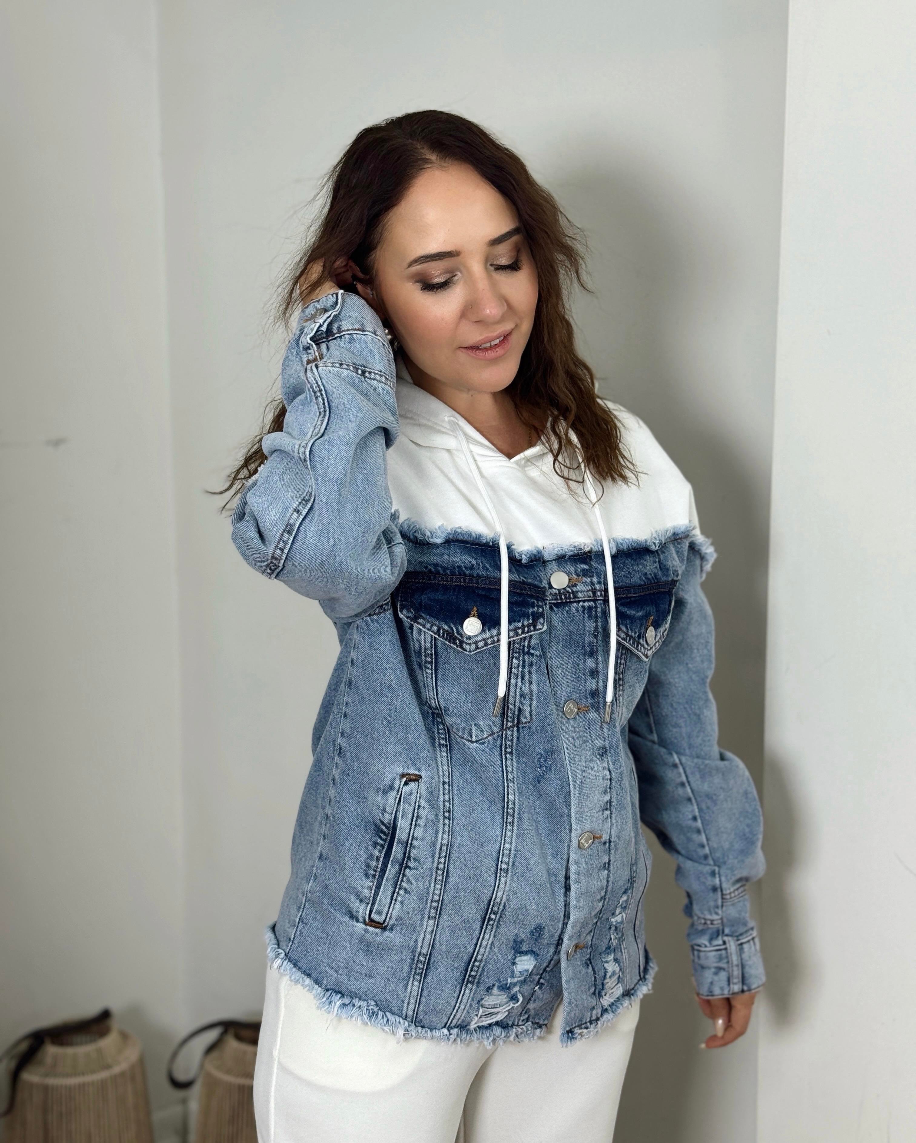 Kot Detaylı Kapüşonlu Sweat MAVİ