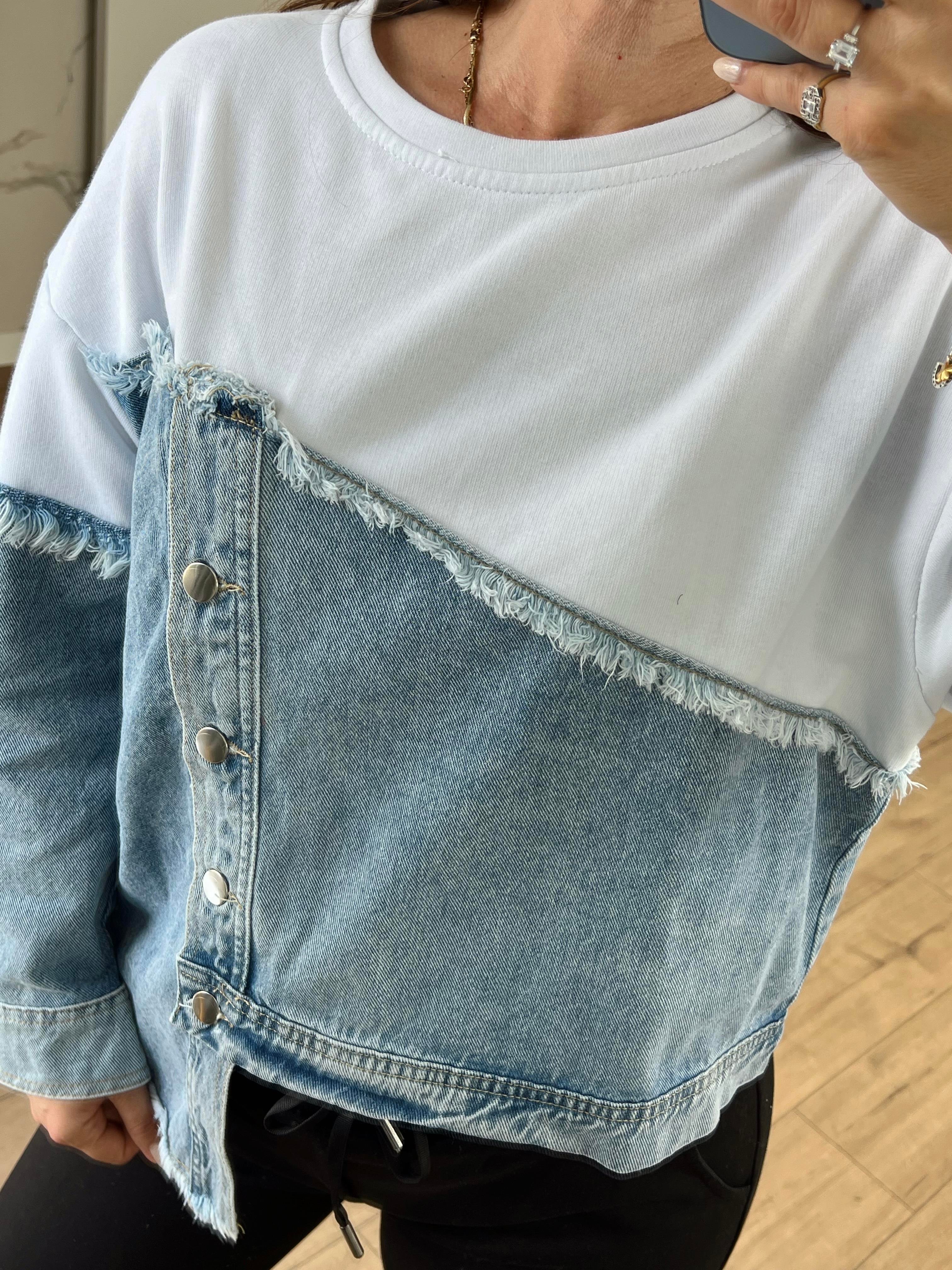 Kot Detaylı Tasarım Sweat BEYAZ