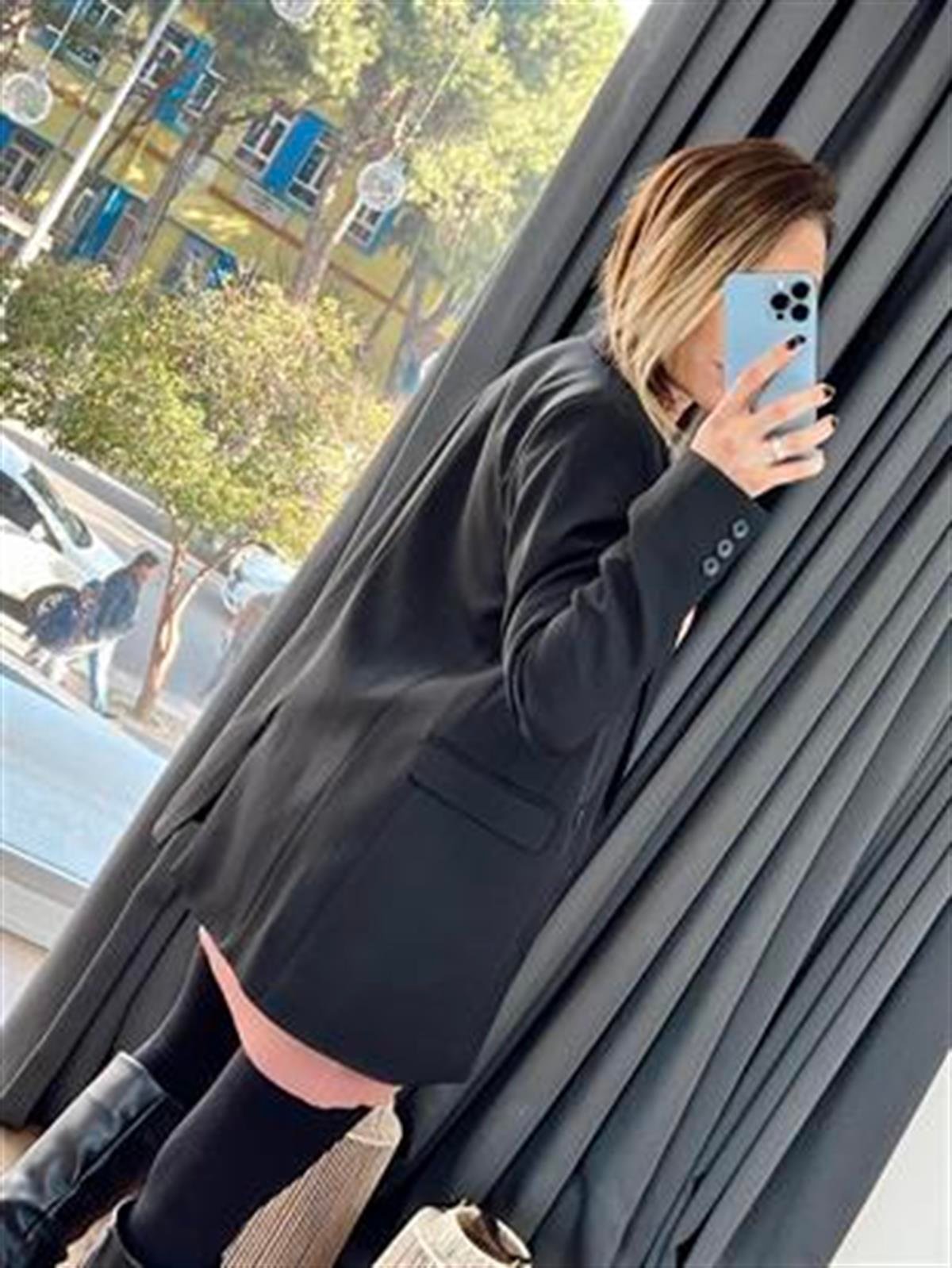 KRUVAZE YAKA CEPLİ BLAZER CEKET SİYAH