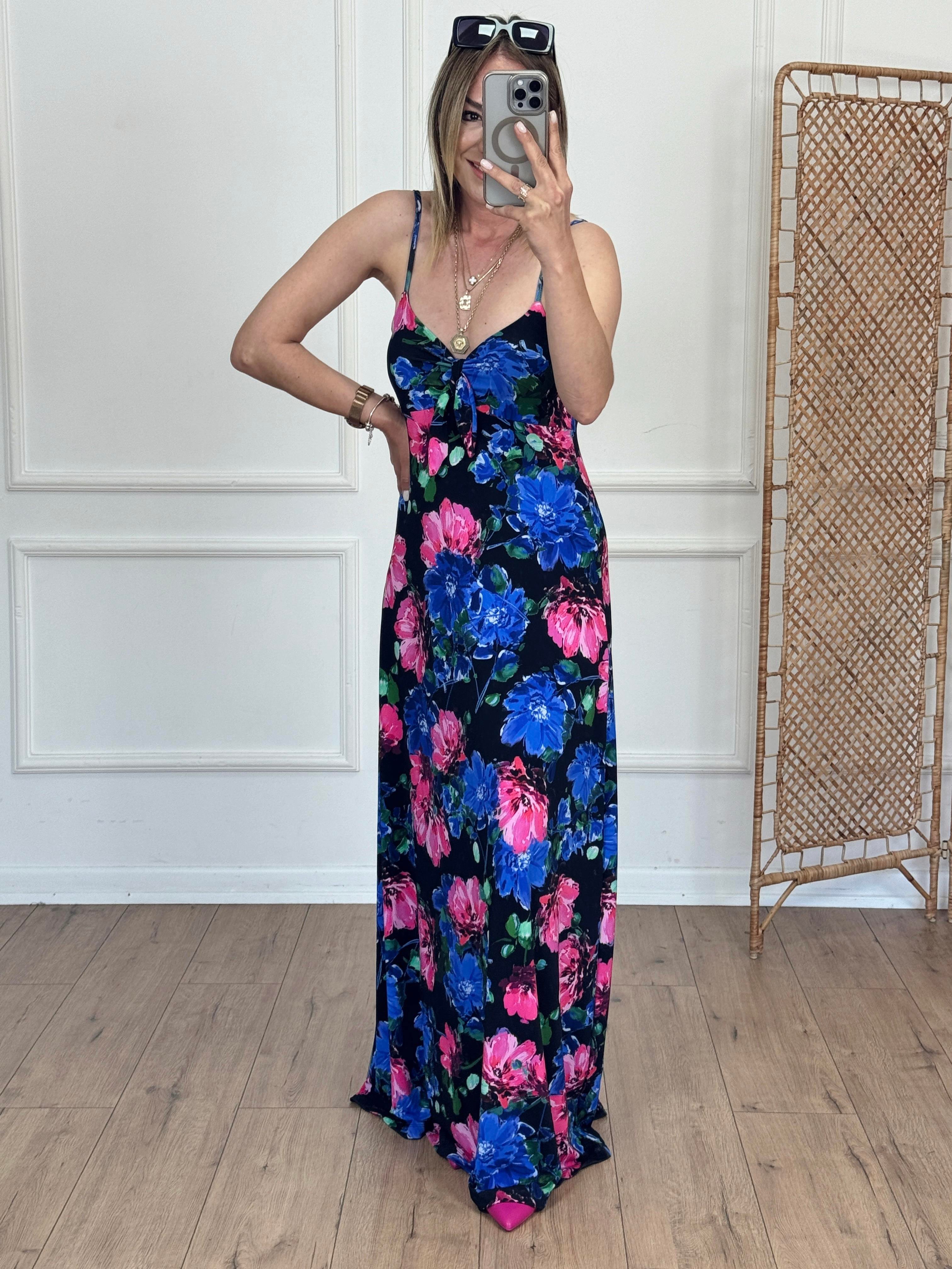Kurdele Detaylı İp Askılı Elbise SİYAH