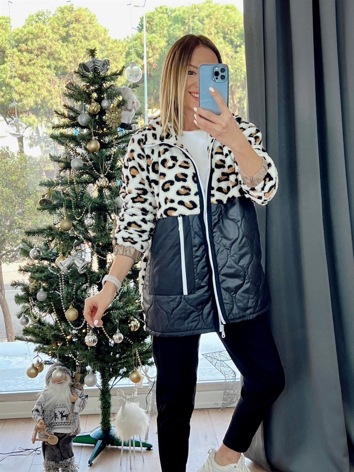 Leopar Desen Peluş Ceket