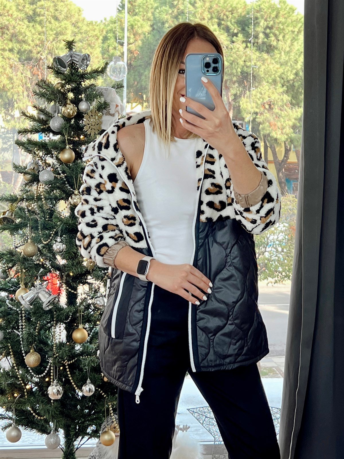 Leopar Desen Peluş Ceket