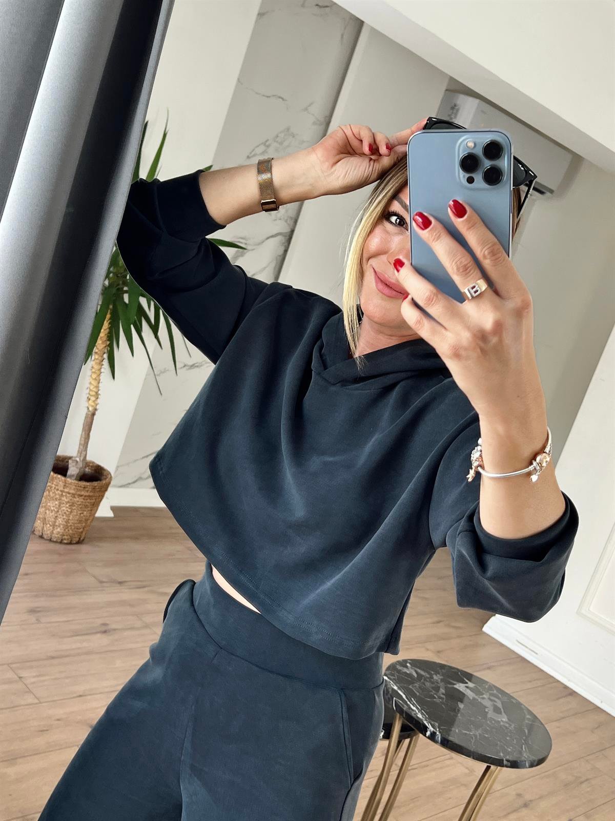 Modal Kumaş Kapüşonlu Sweat ANTRESİT