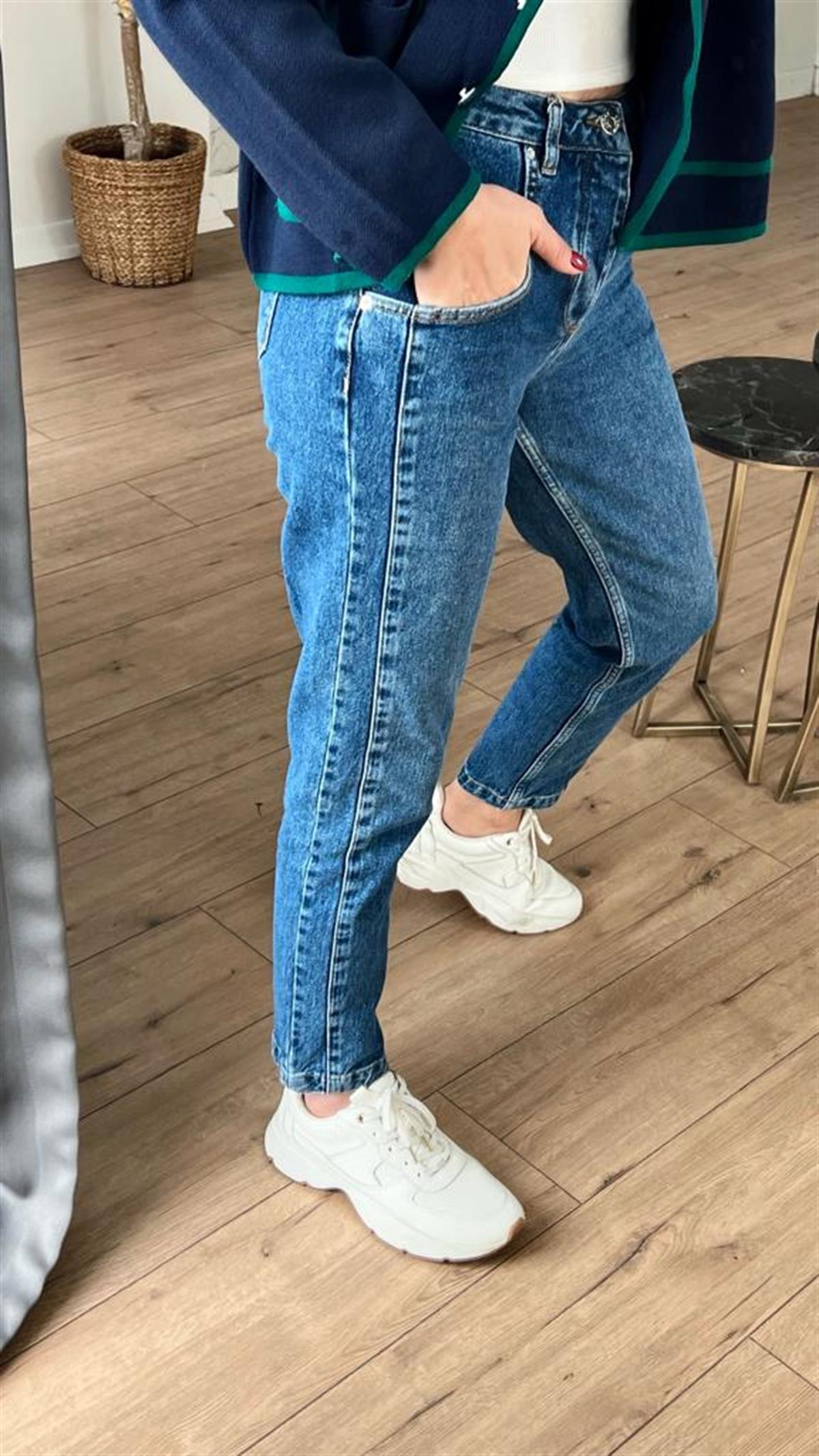 Mom Fit Jean MAVİ