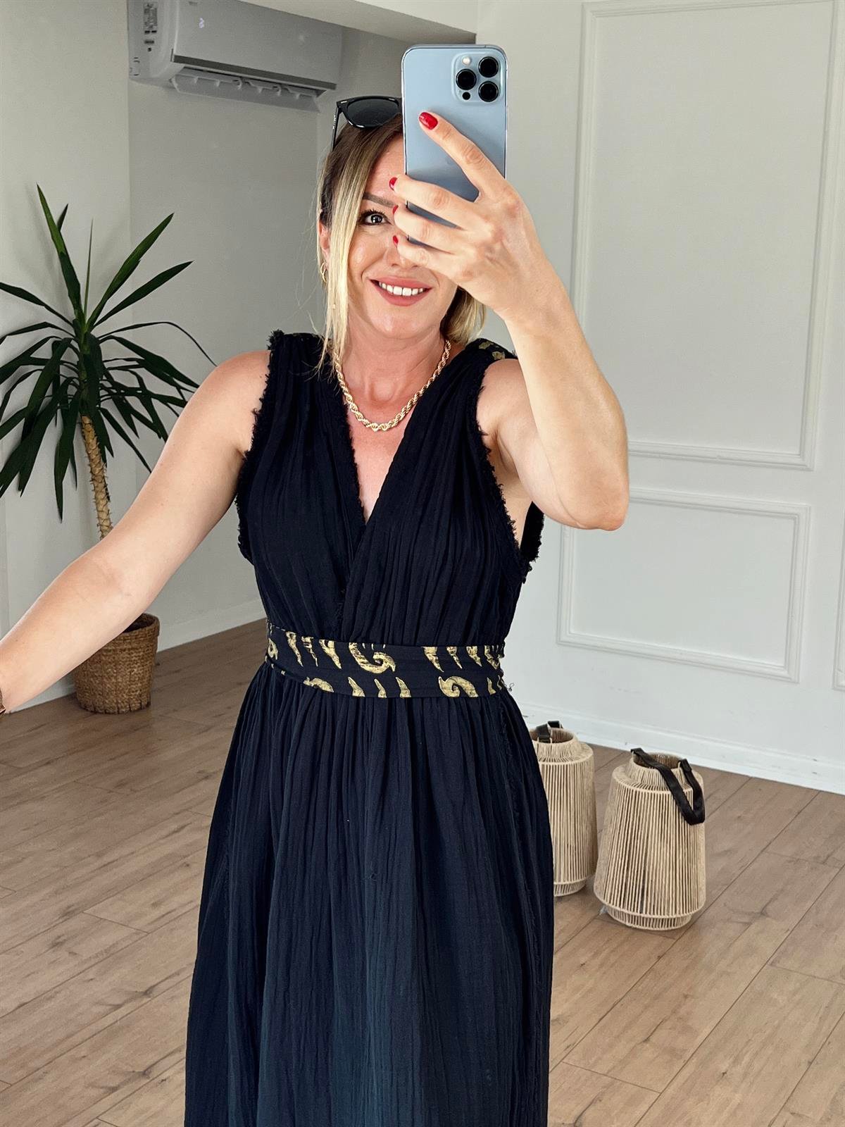 Müslin Helen Model Elbise SİYAH