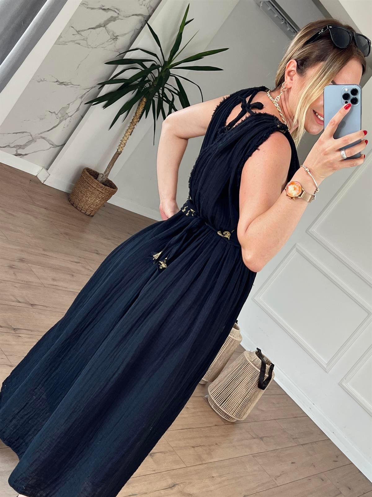Müslin Helen Model Elbise SİYAH
