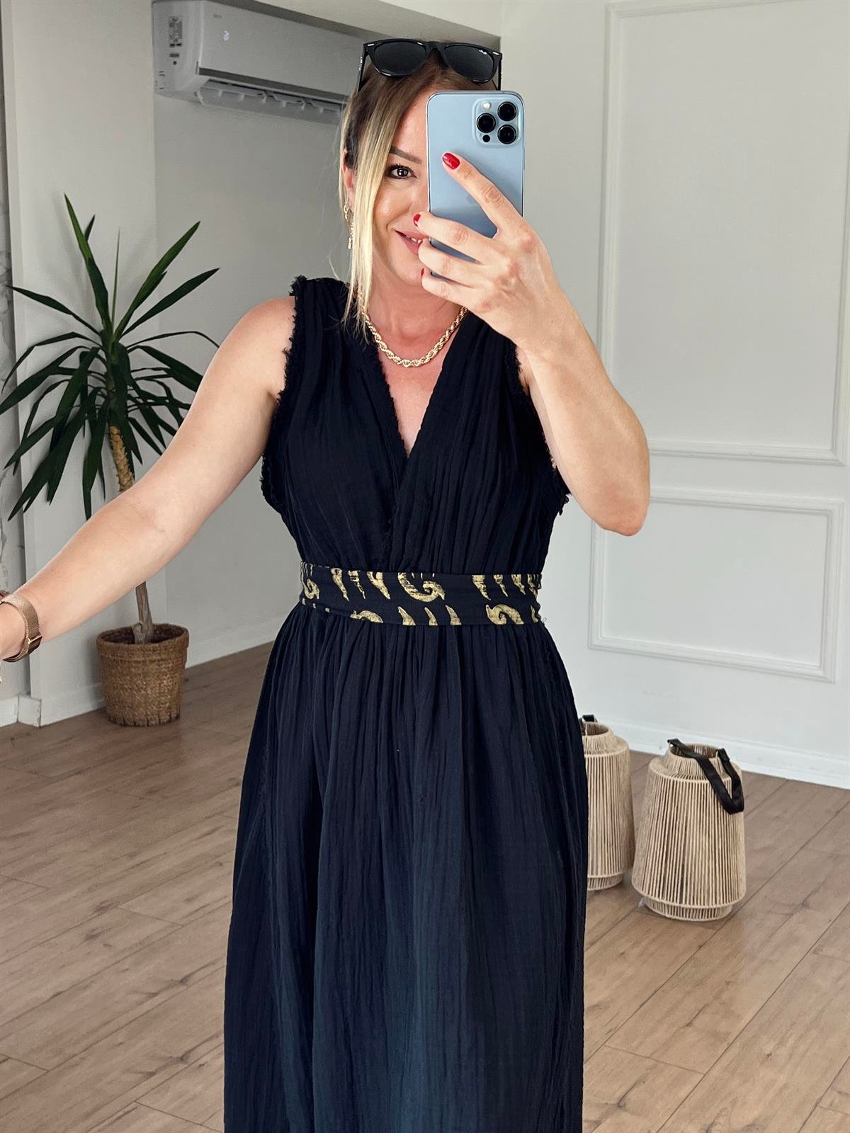 Müslin Helen Model Elbise SİYAH