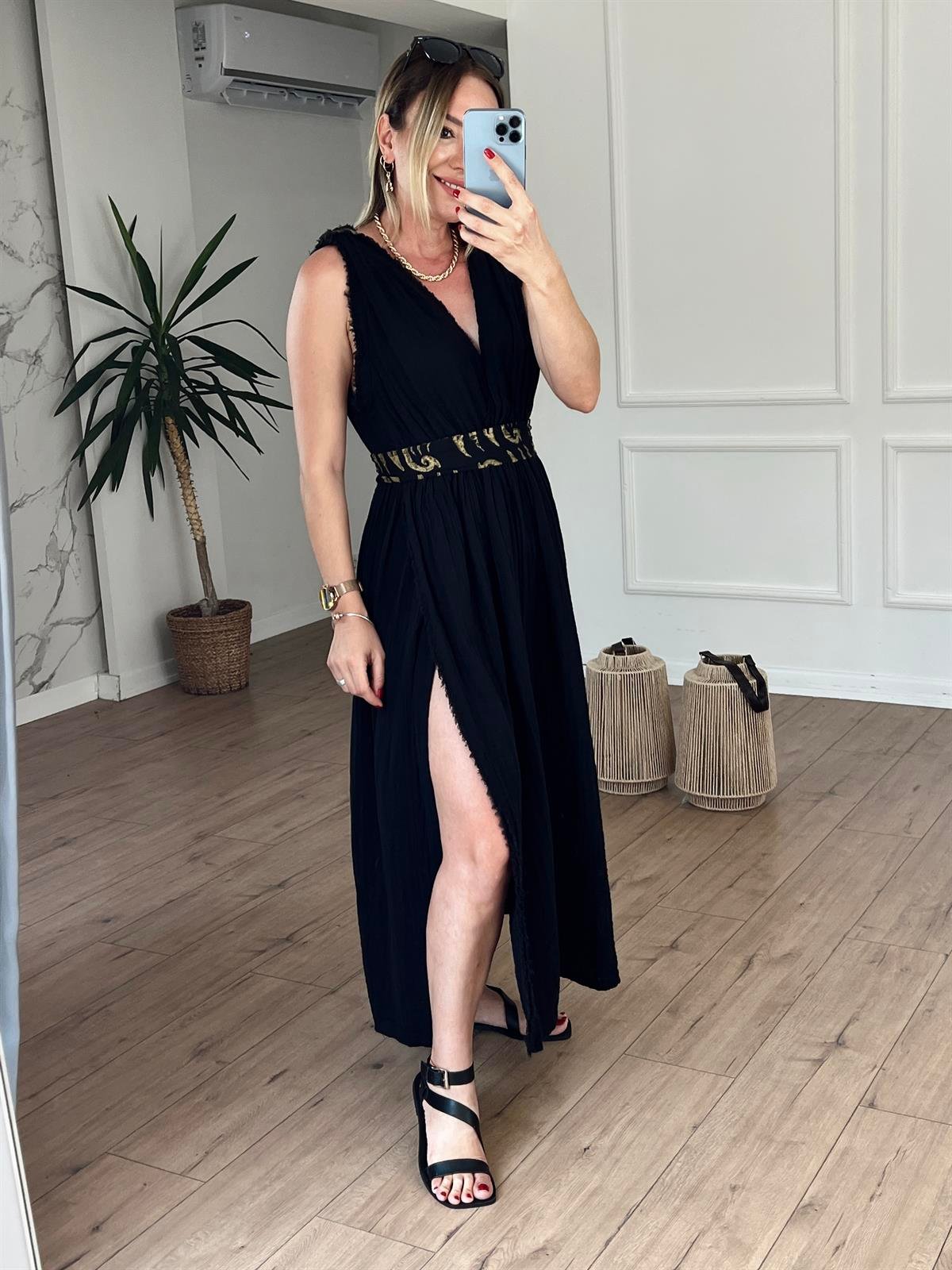 Müslin Helen Model Elbise SİYAH