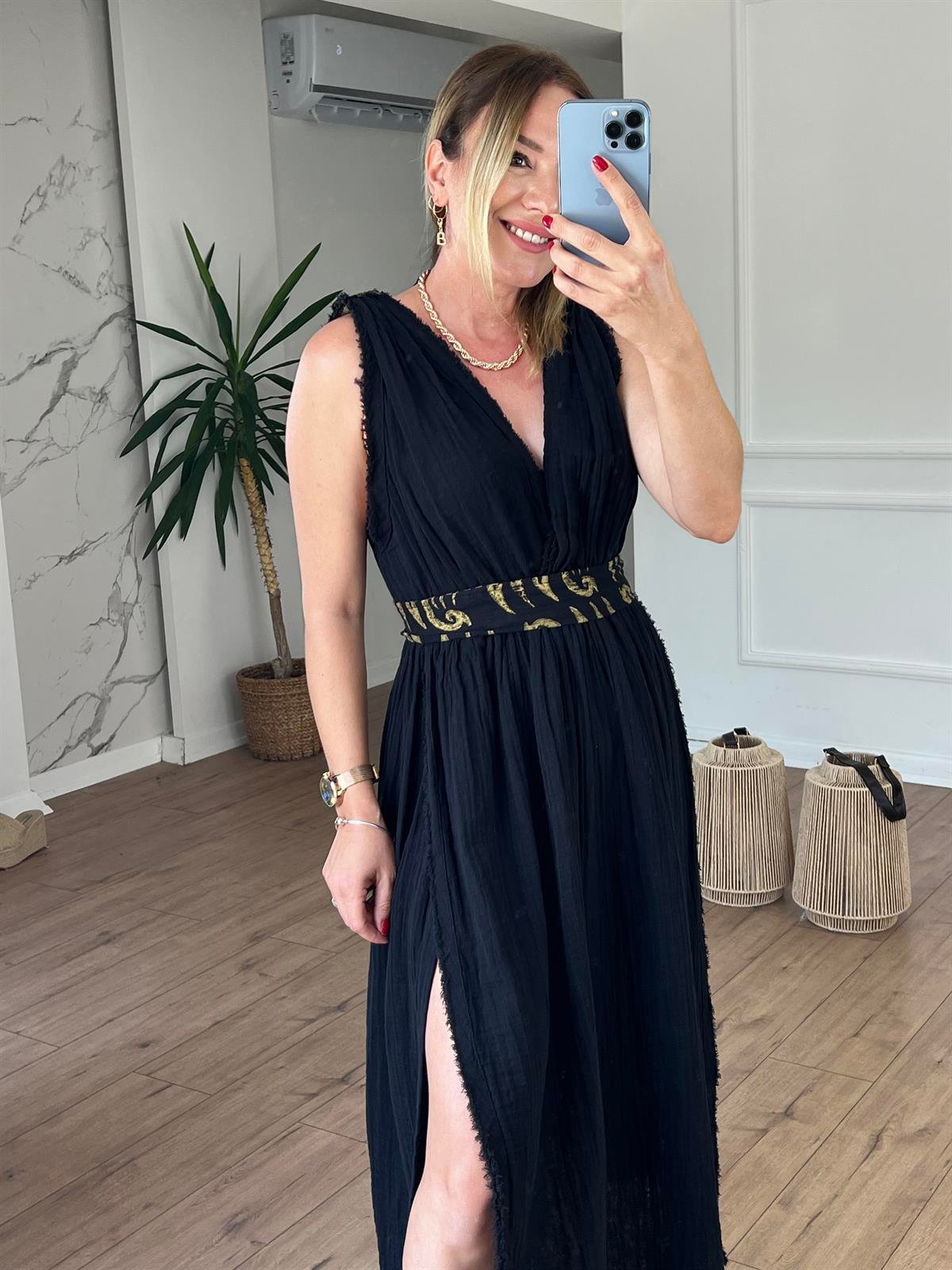 Müslin Helen Model Elbise SİYAH