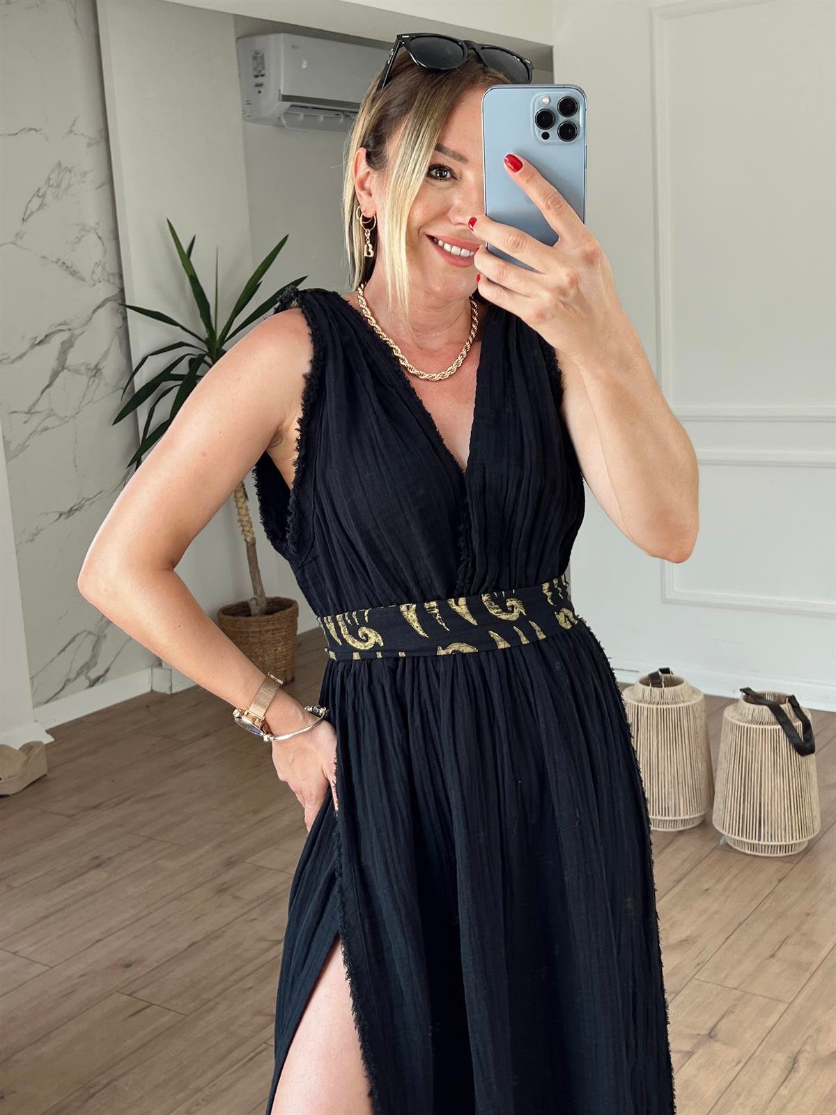Müslin Helen Model Elbise SİYAH