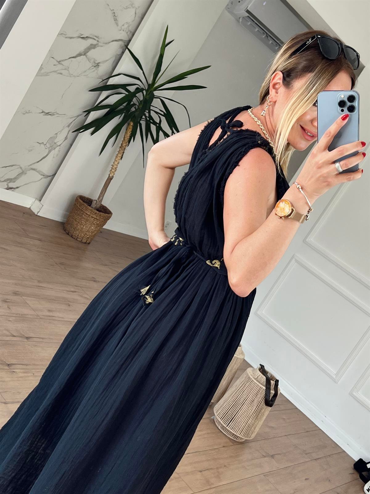 Müslin Helen Model Elbise SİYAH