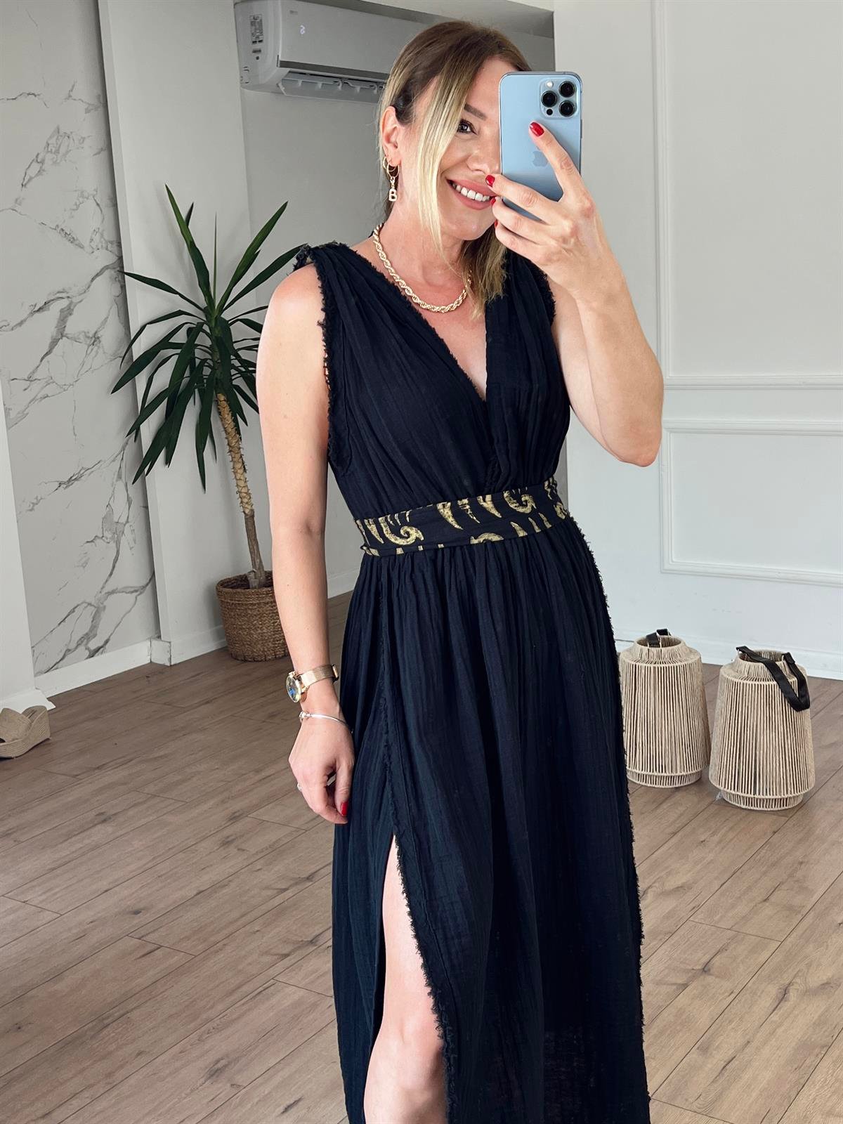 Müslin Helen Model Elbise SİYAH