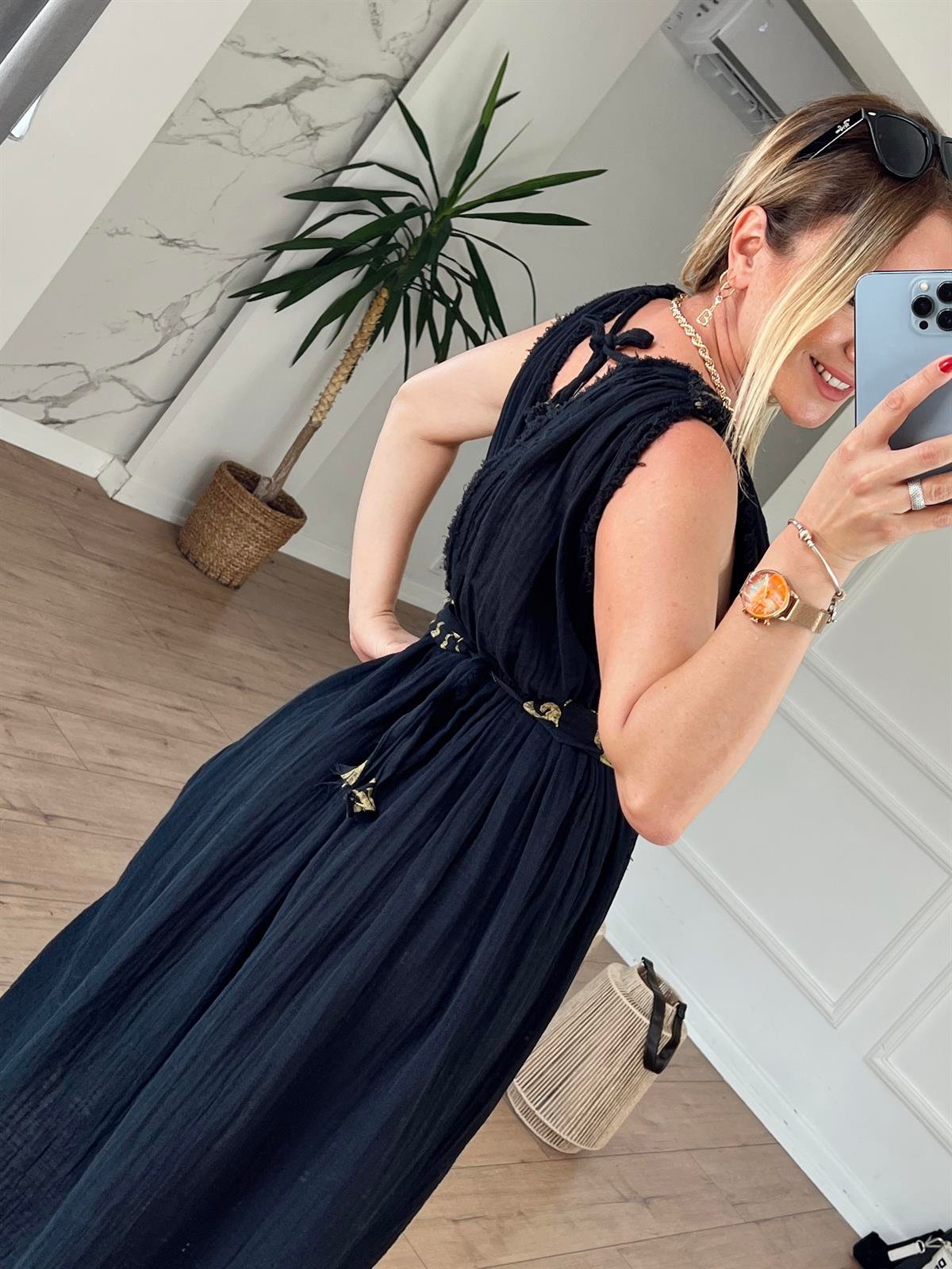 Müslin Helen Model Elbise SİYAH