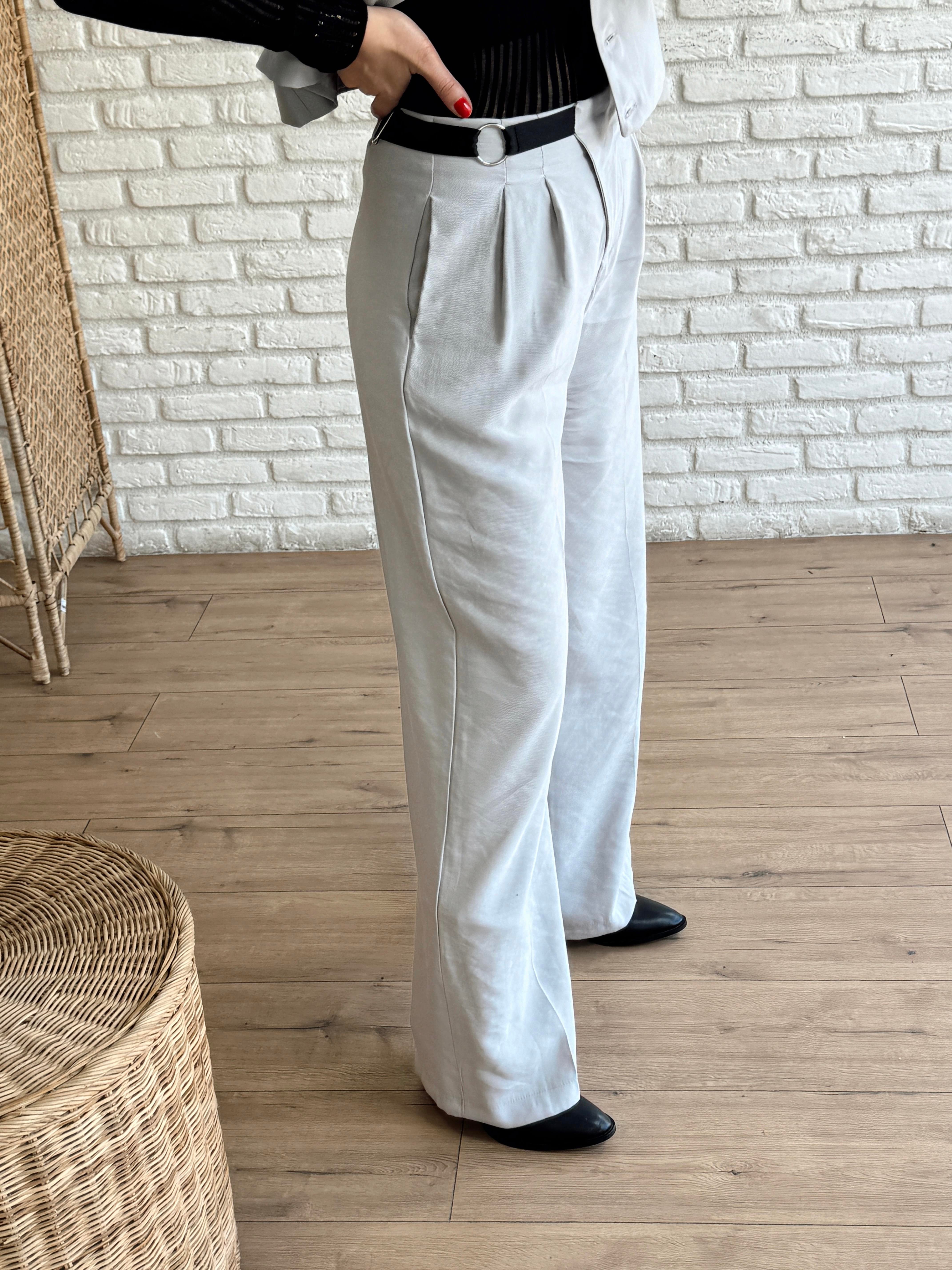 Önleri Pileli Pantolon GRİ