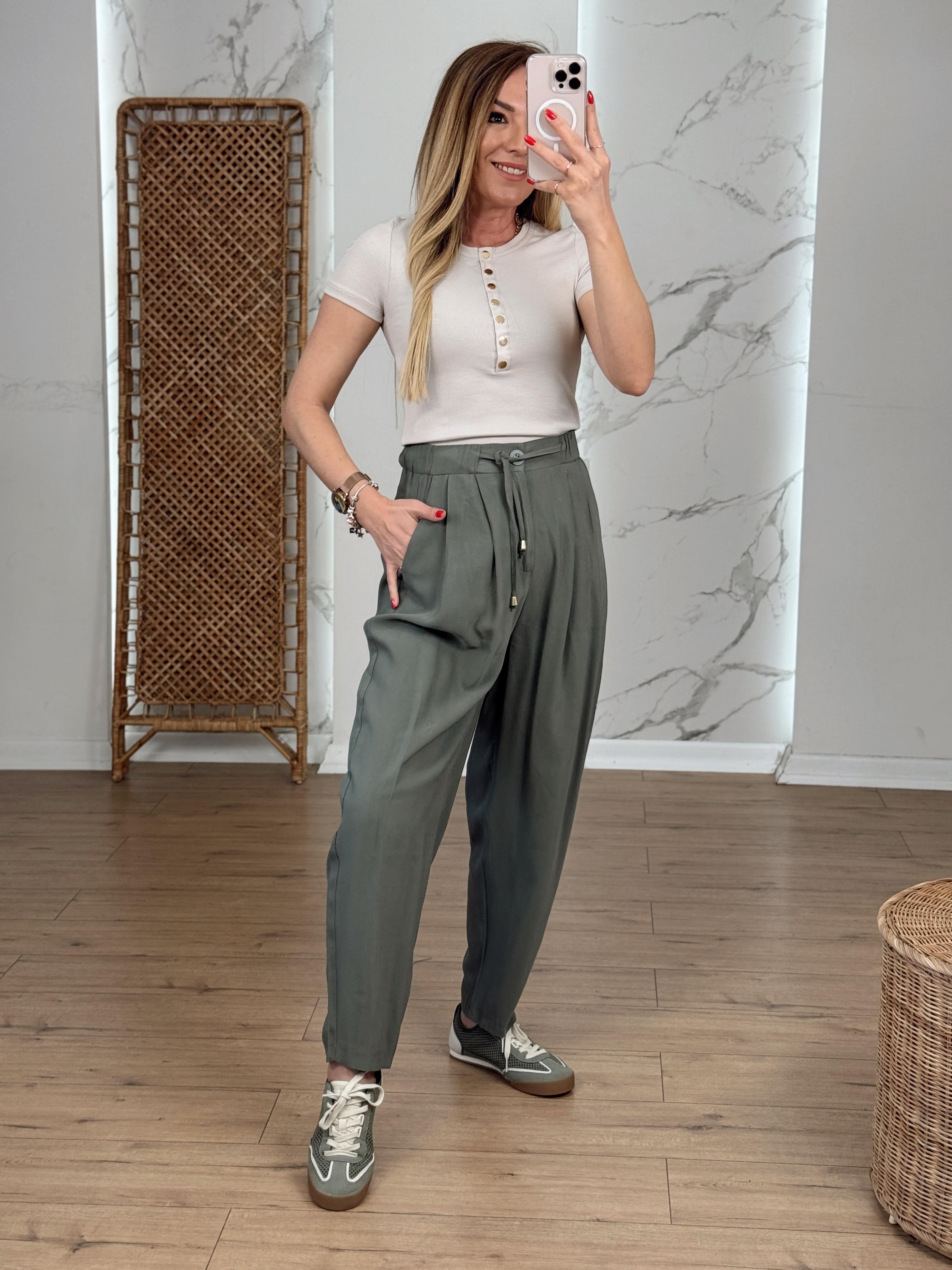 Önü Çıtçıtlı Fitilli Tshirt TAŞ