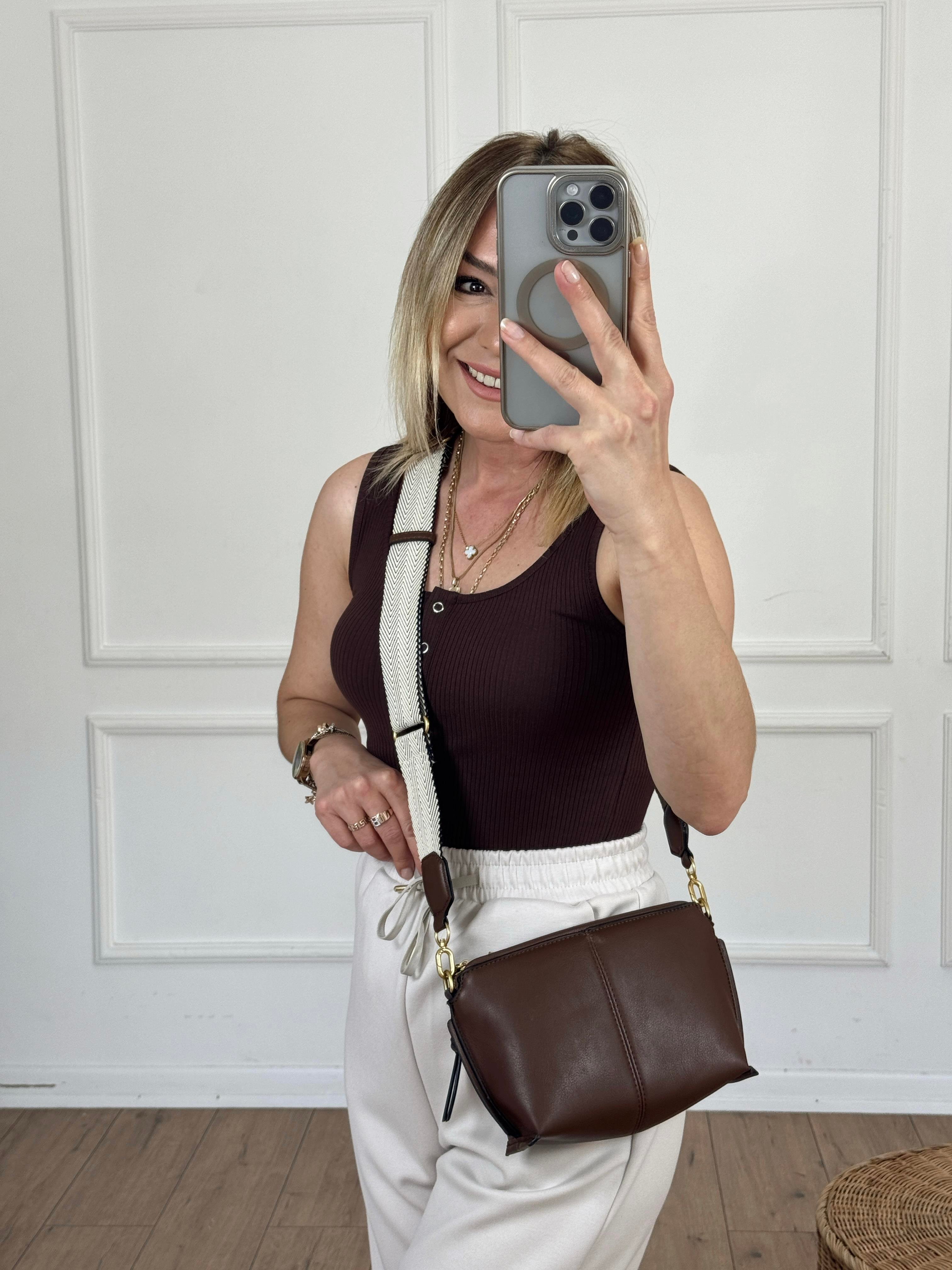 Orj Marka Çıtçıtlı Body KAHVE