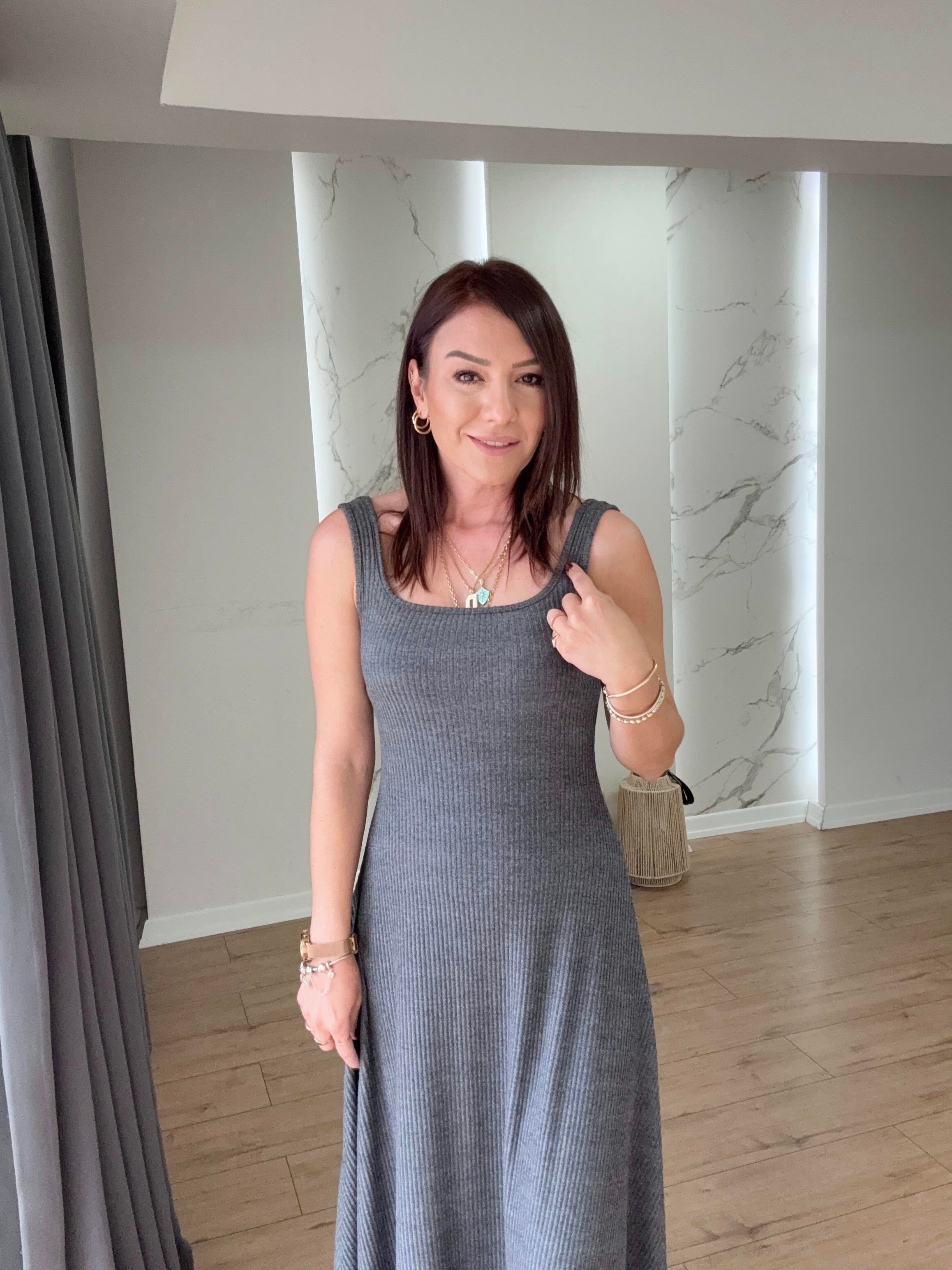 Örme İkili Elbise Takım ANTRASİT