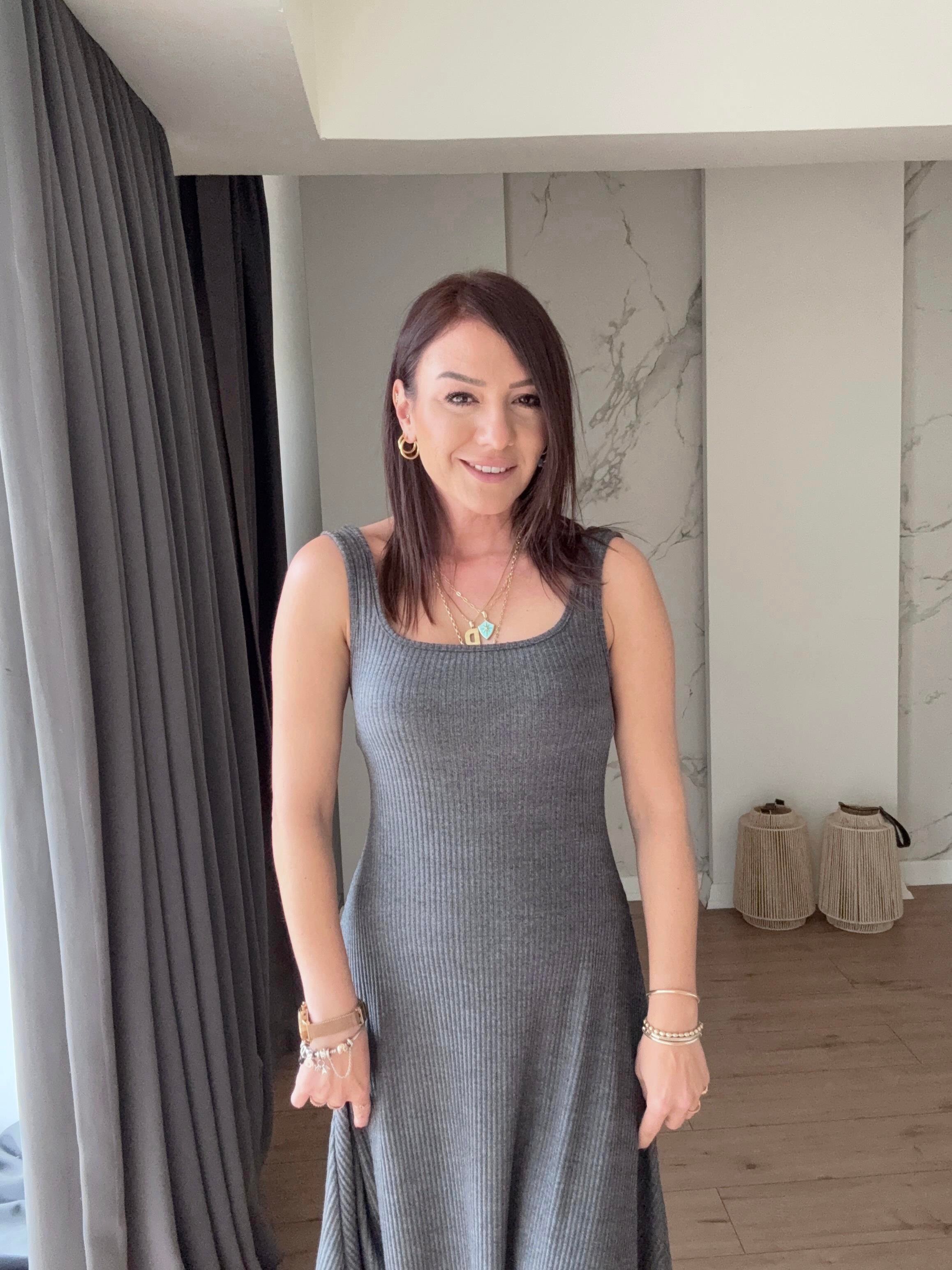 Örme İkili Elbise Takım ANTRASİT