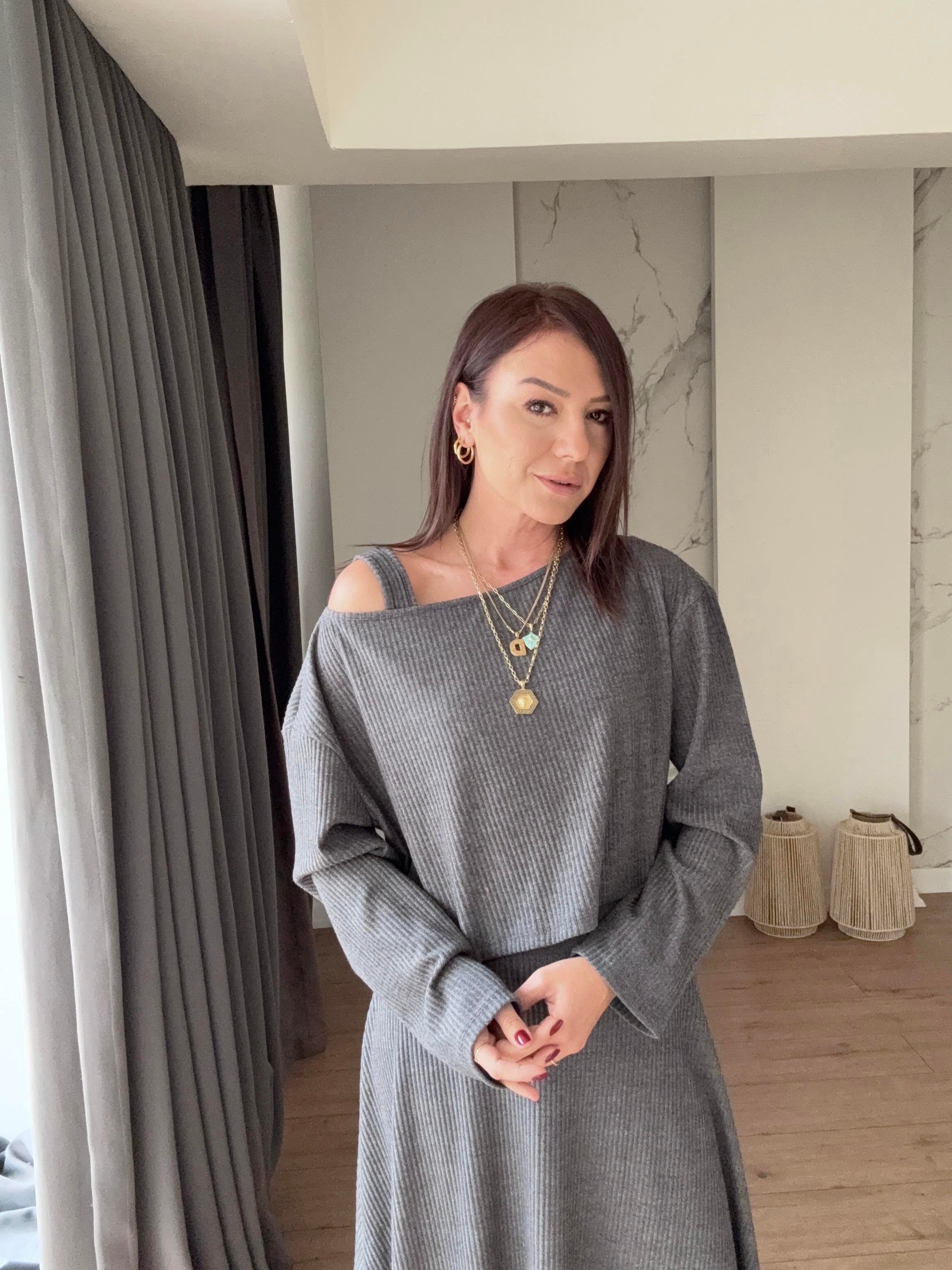 Örme İkili Elbise Takım ANTRASİT