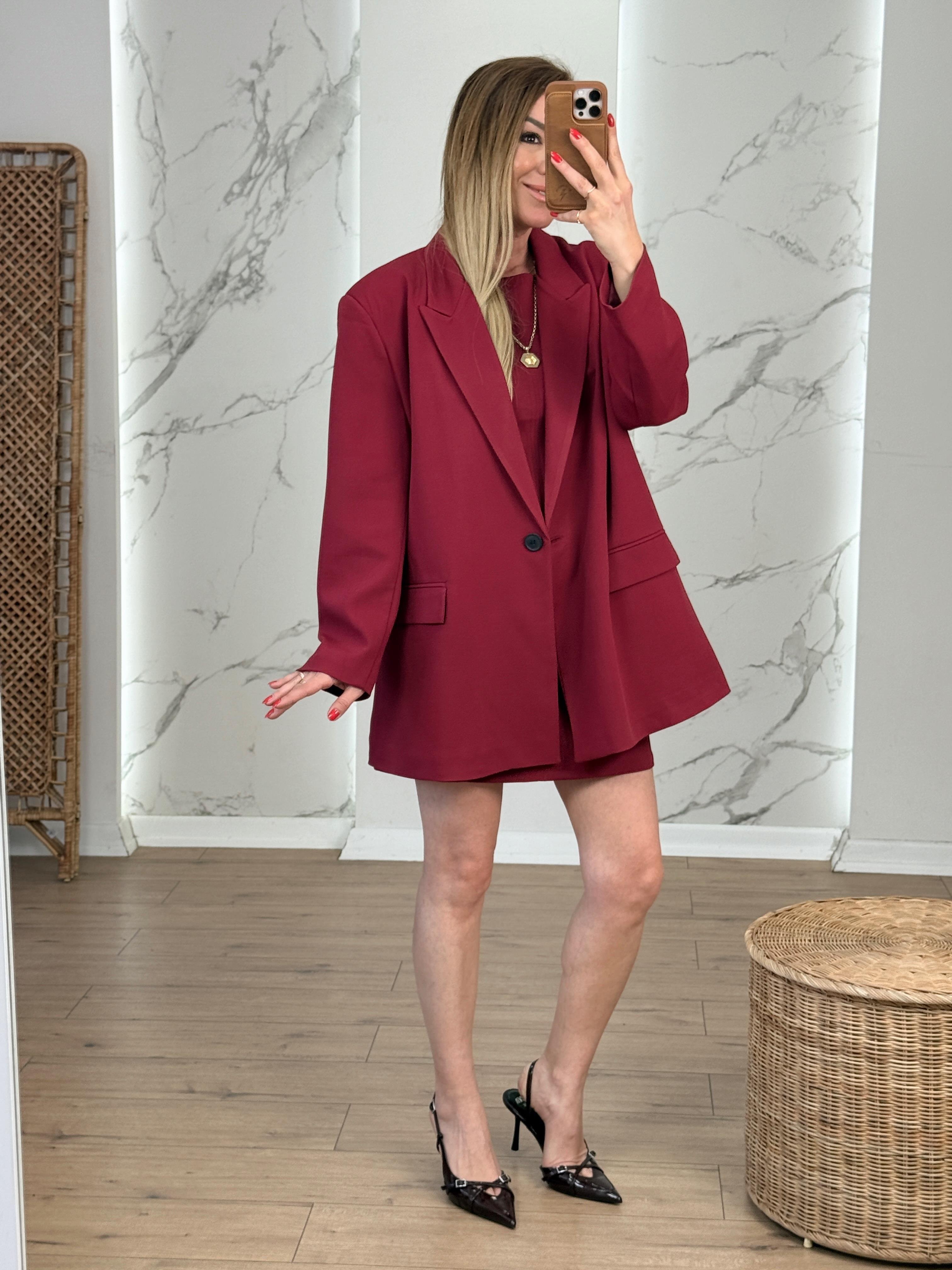 Oversize Blazer Ceket BORDO