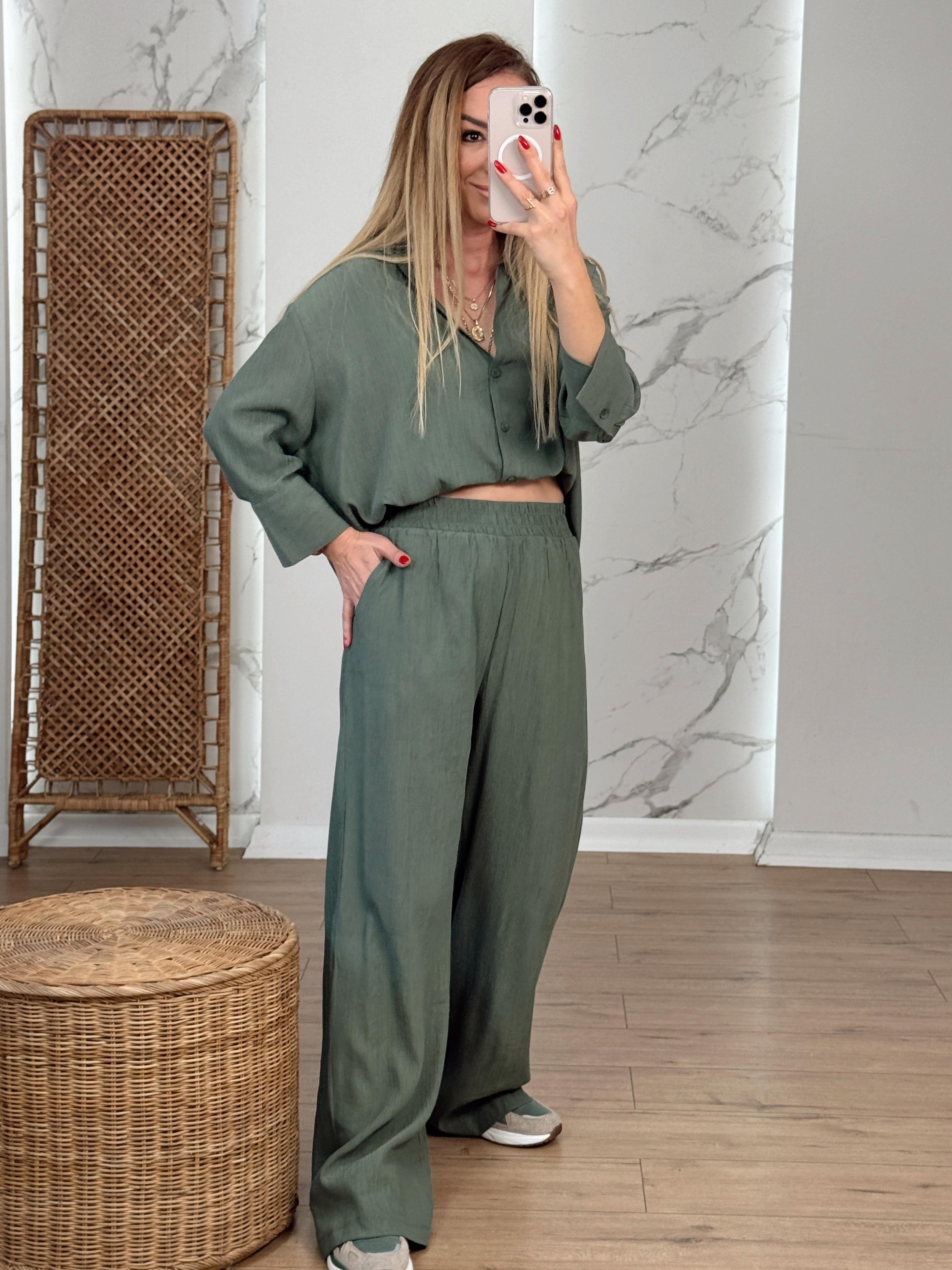 Oversize Yarım Kol Gömlek HAKİ