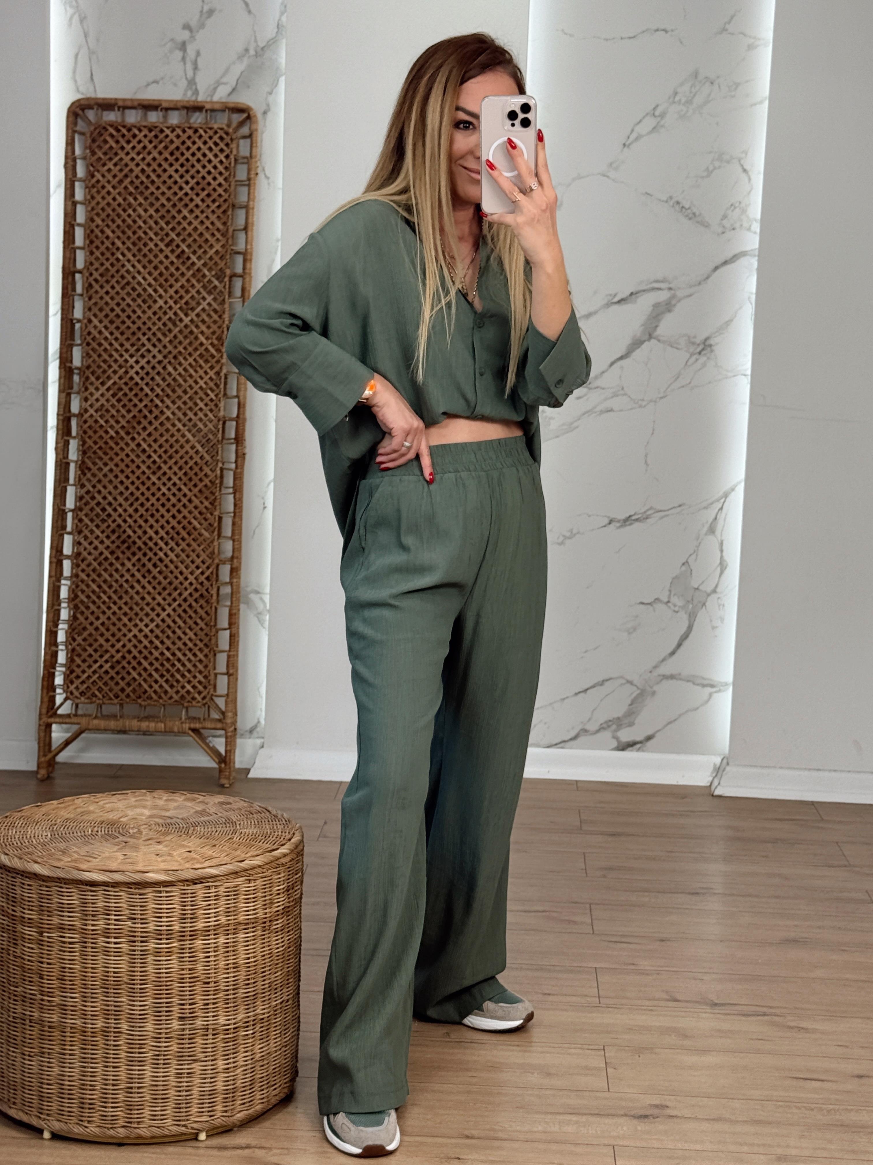 Oversize Yarım Kol Gömlek HAKİ