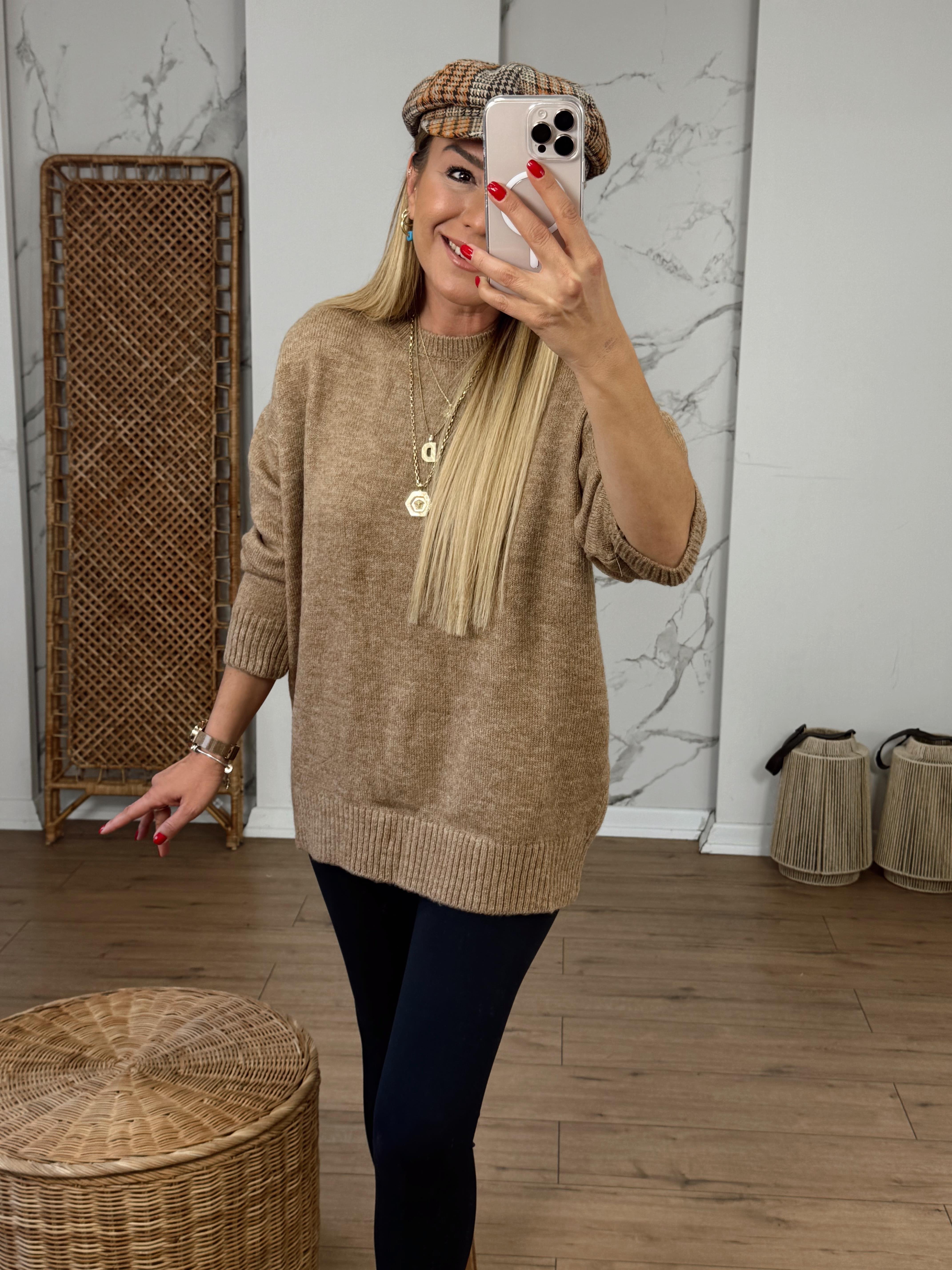 Oversize Yumoş Kazak CAMEL
