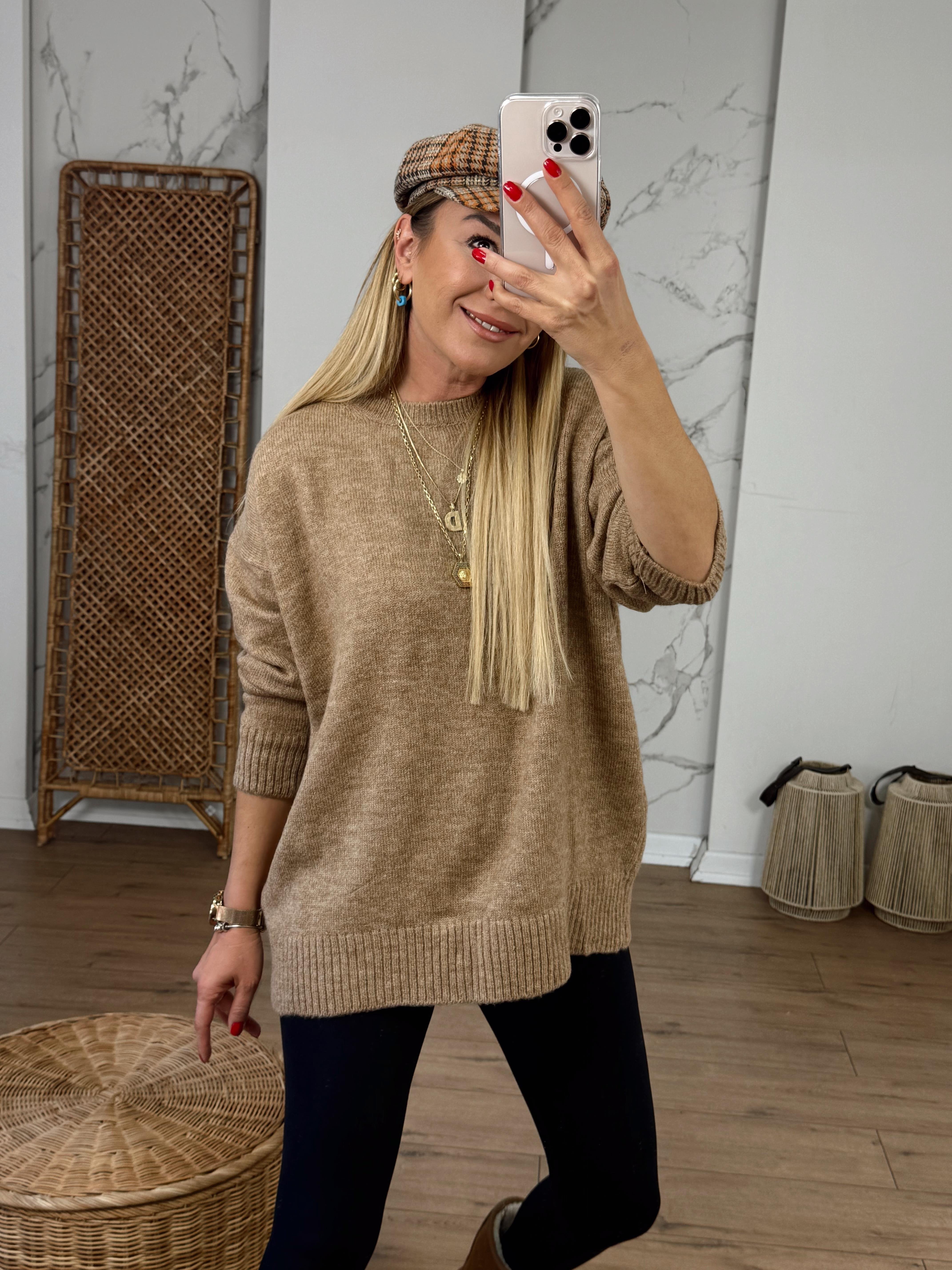 Oversize Yumoş Kazak CAMEL