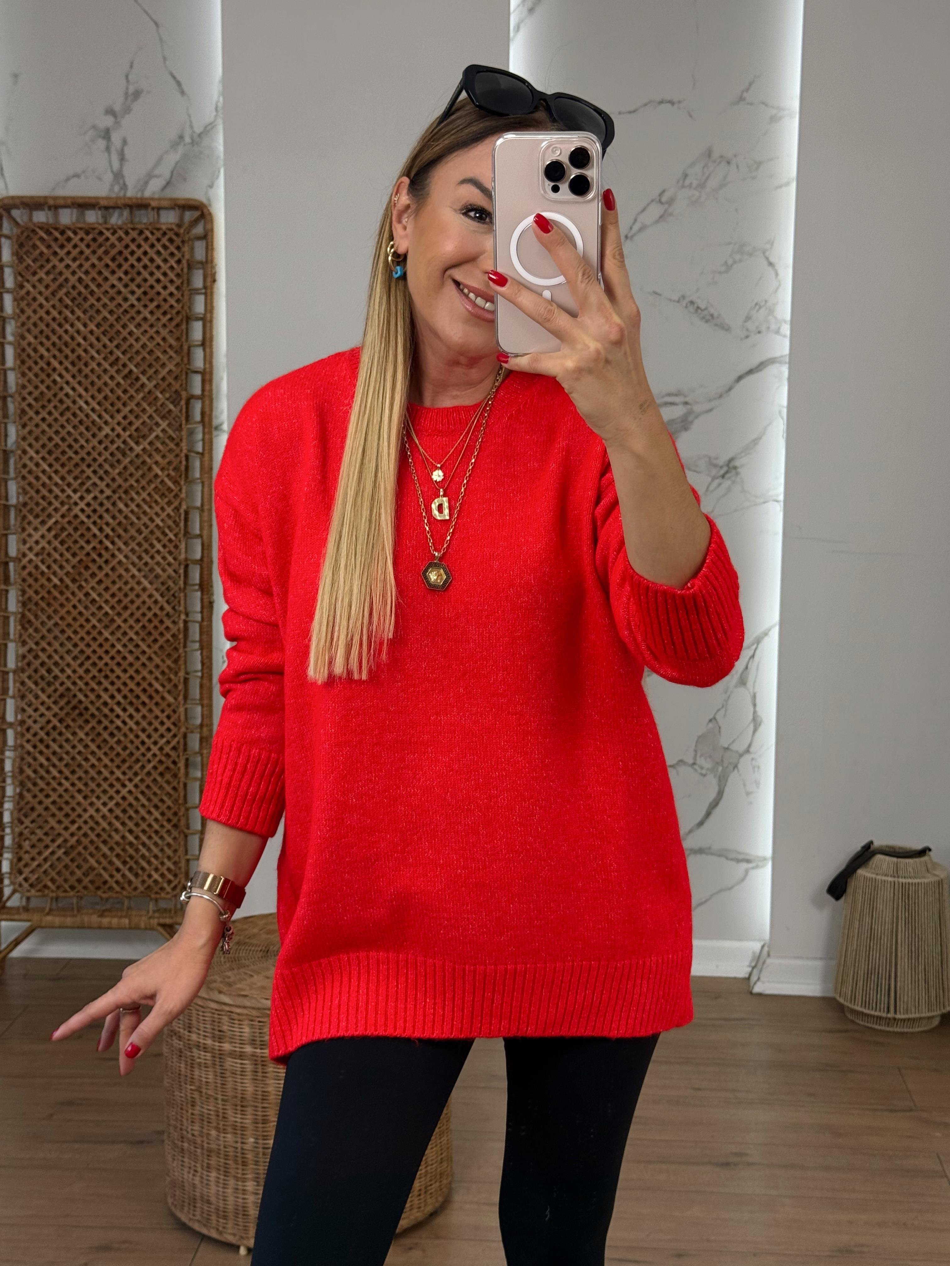 Oversize Yumoş Kazak KIRMIZI
