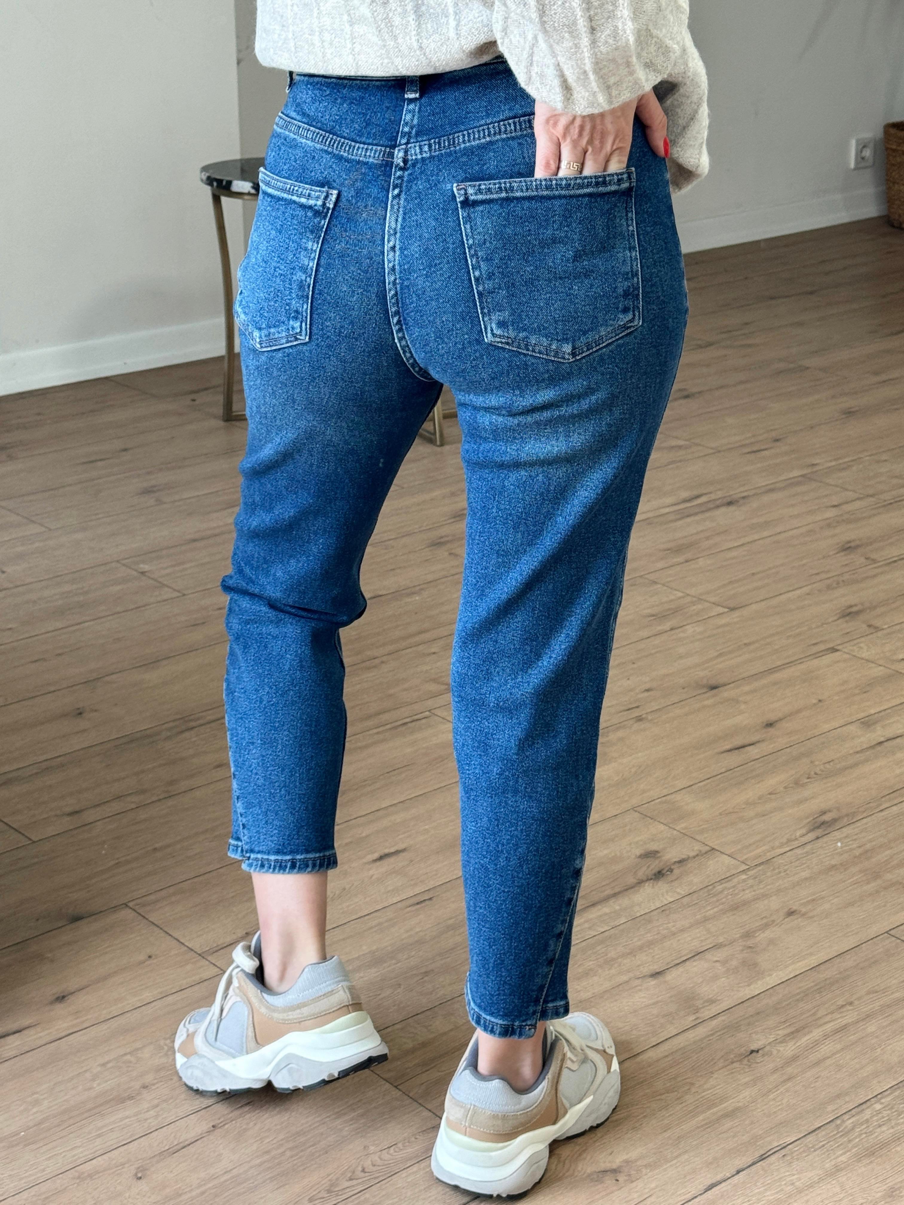 Paça Detaylı Mom Jean MAVİ