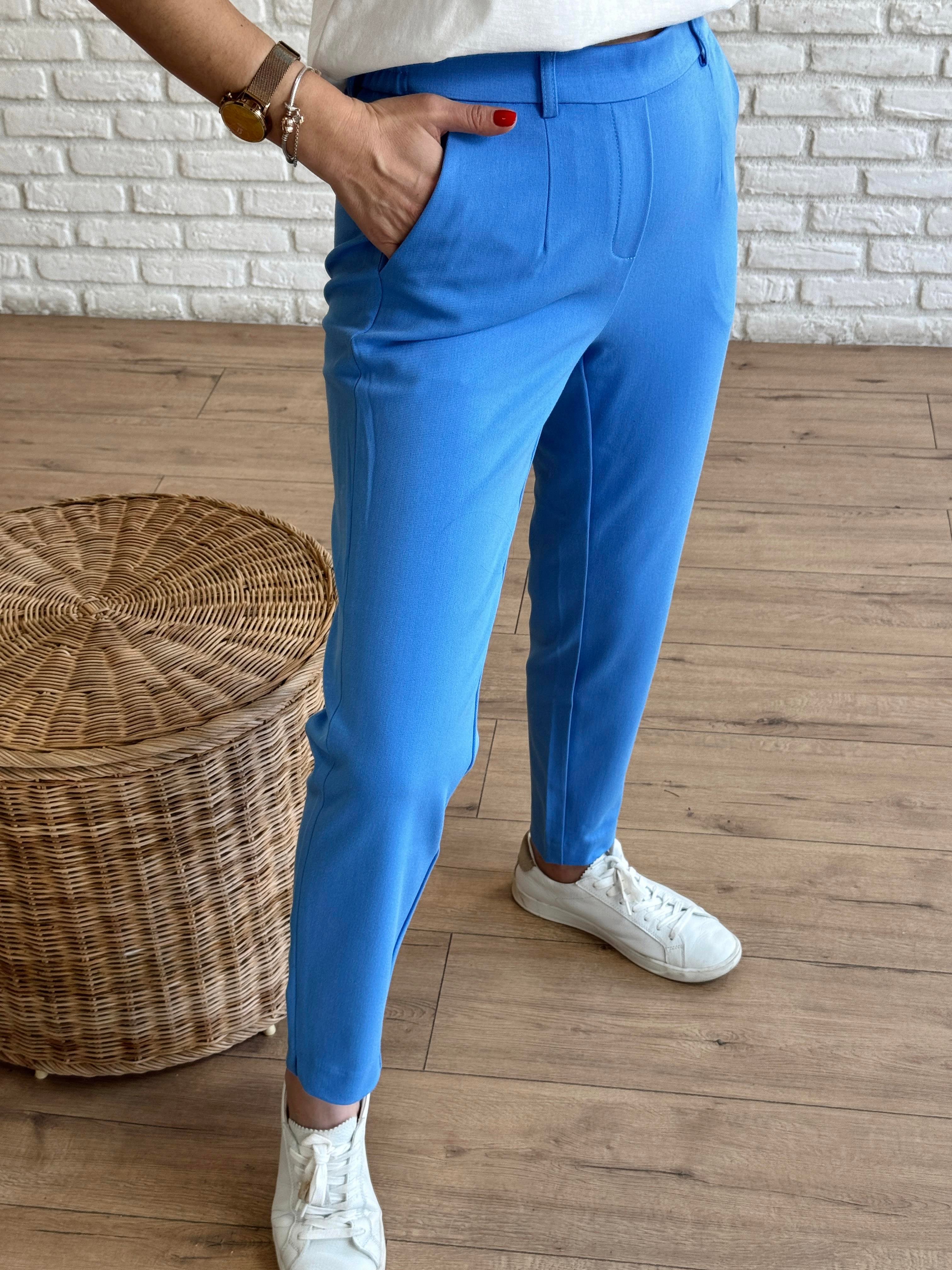 Paça Yırtmaçlı Beli Lastikli Pantolon MAVİ