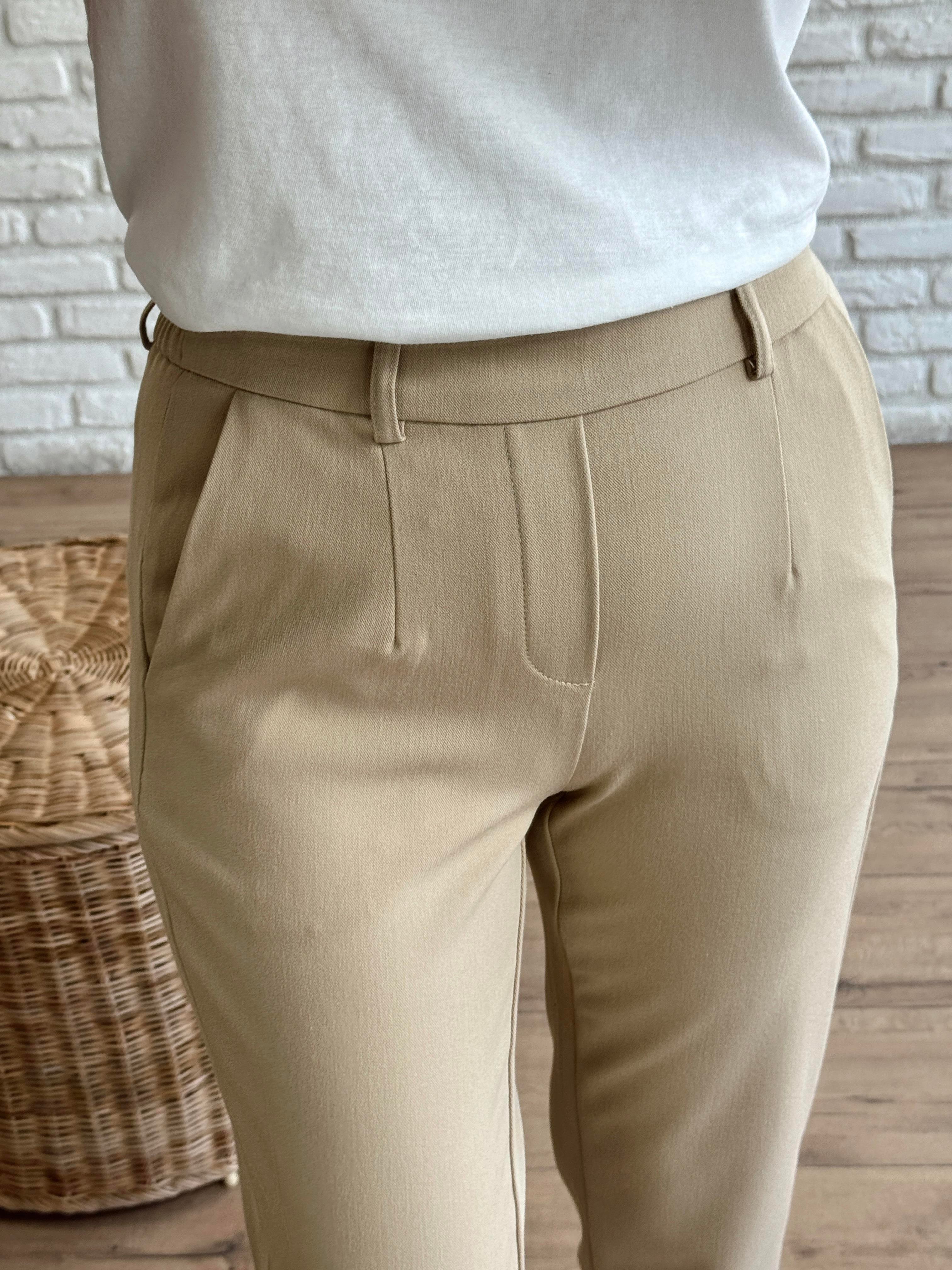 Paça Yırtmaçlı Beli Lastikli Pantolon CAMEL