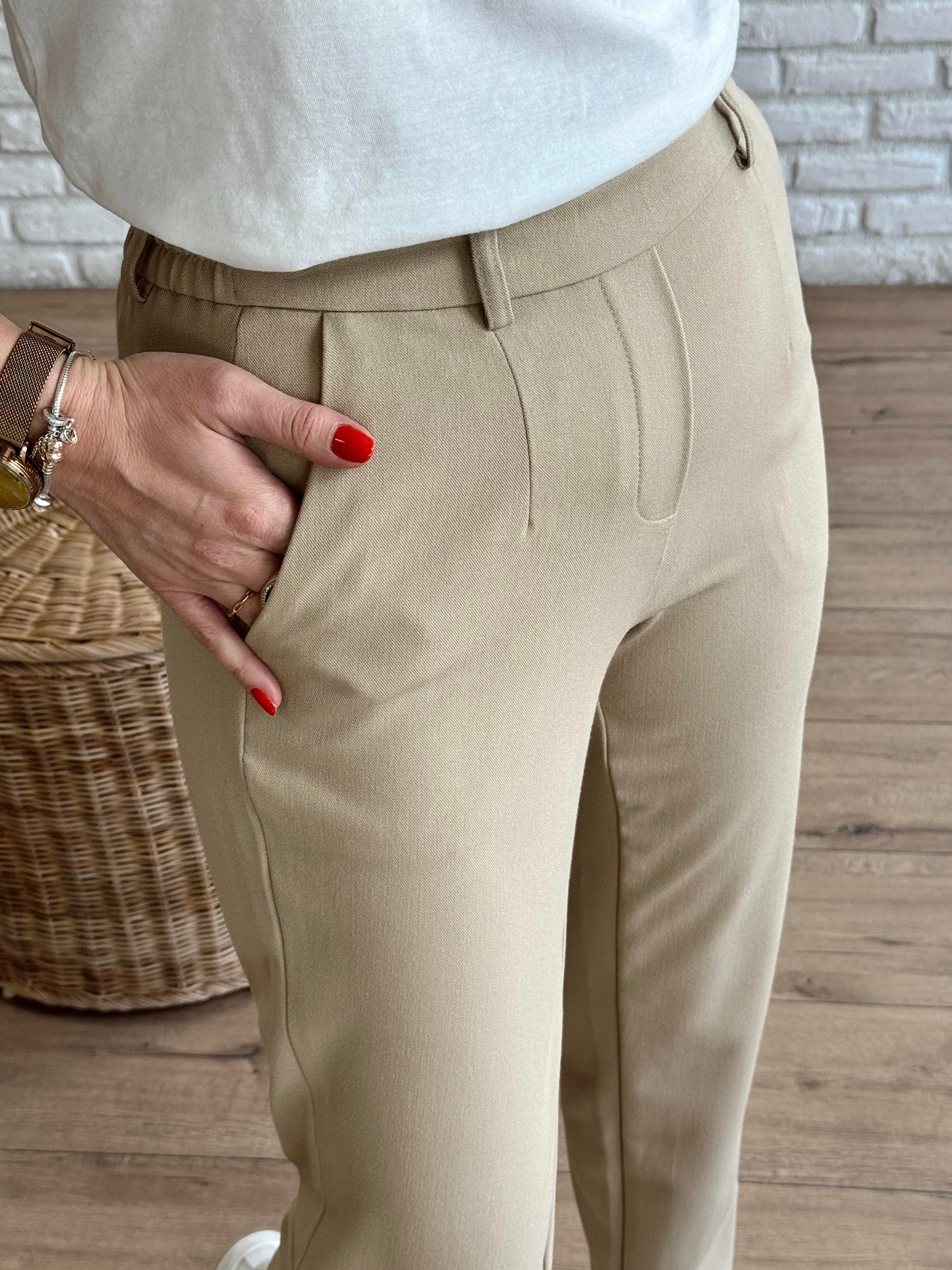 Paça Yırtmaçlı Beli Lastikli Pantolon CAMEL