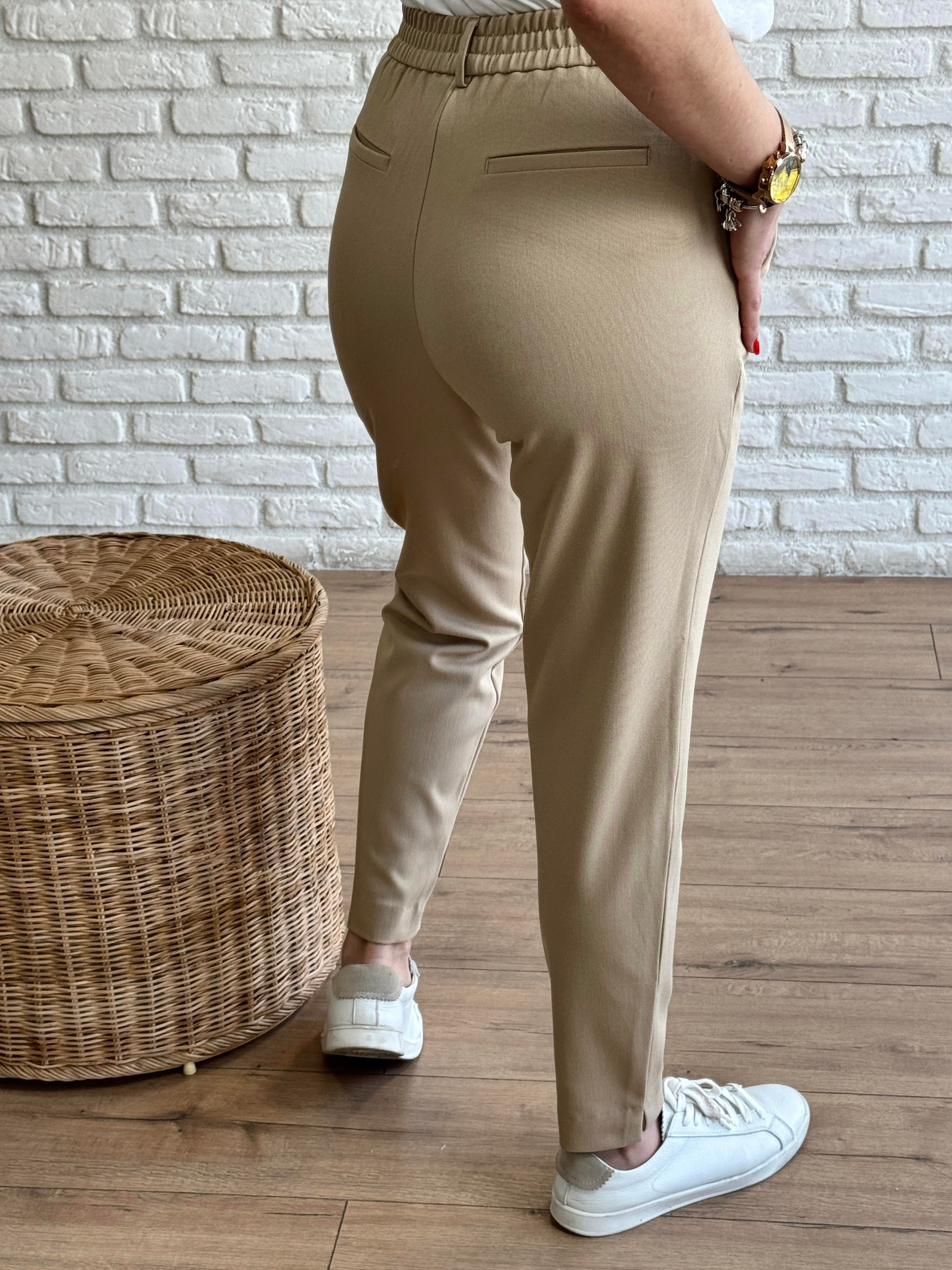 Paça Yırtmaçlı Beli Lastikli Pantolon CAMEL
