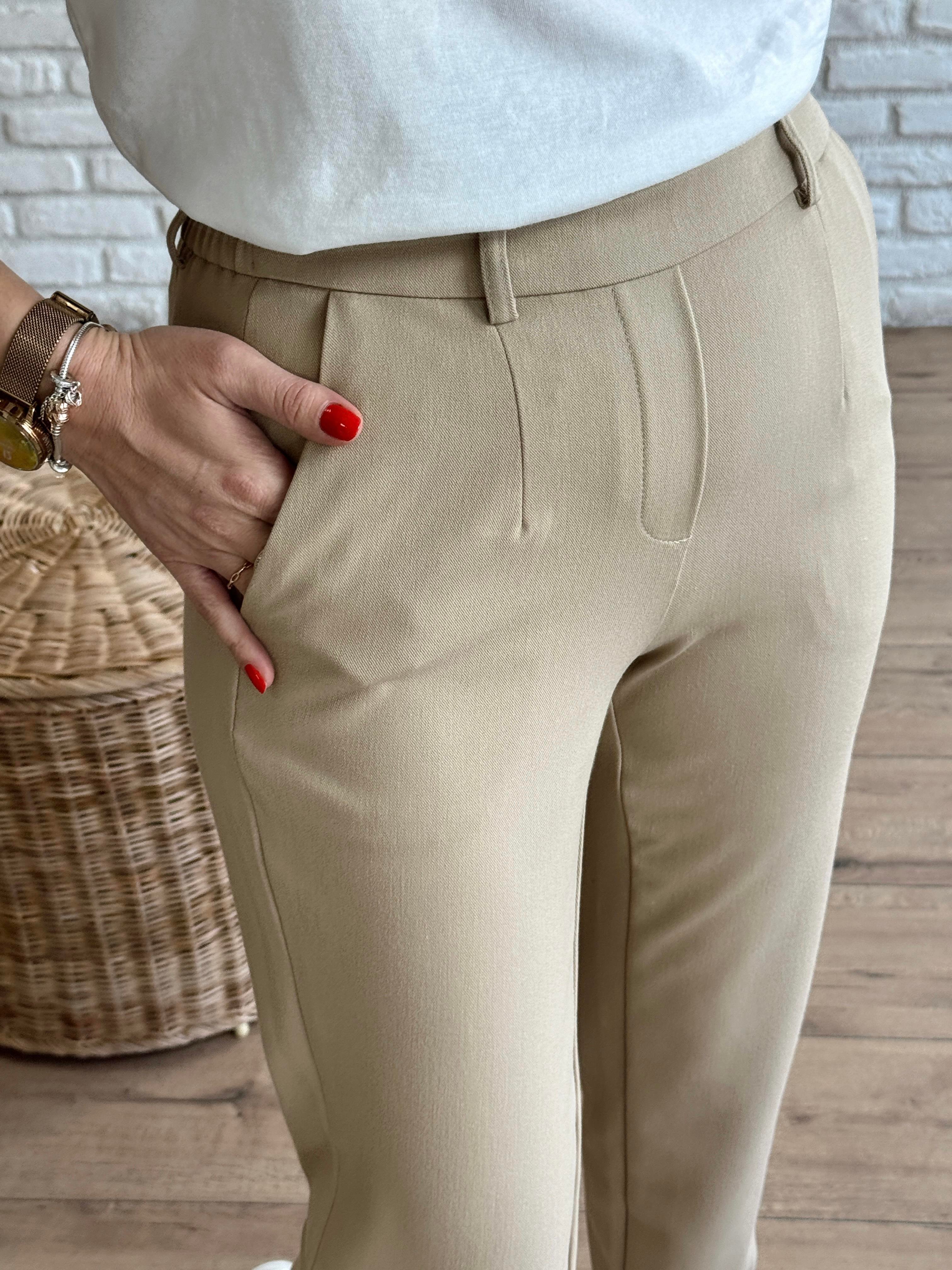 Paça Yırtmaçlı Beli Lastikli Pantolon CAMEL
