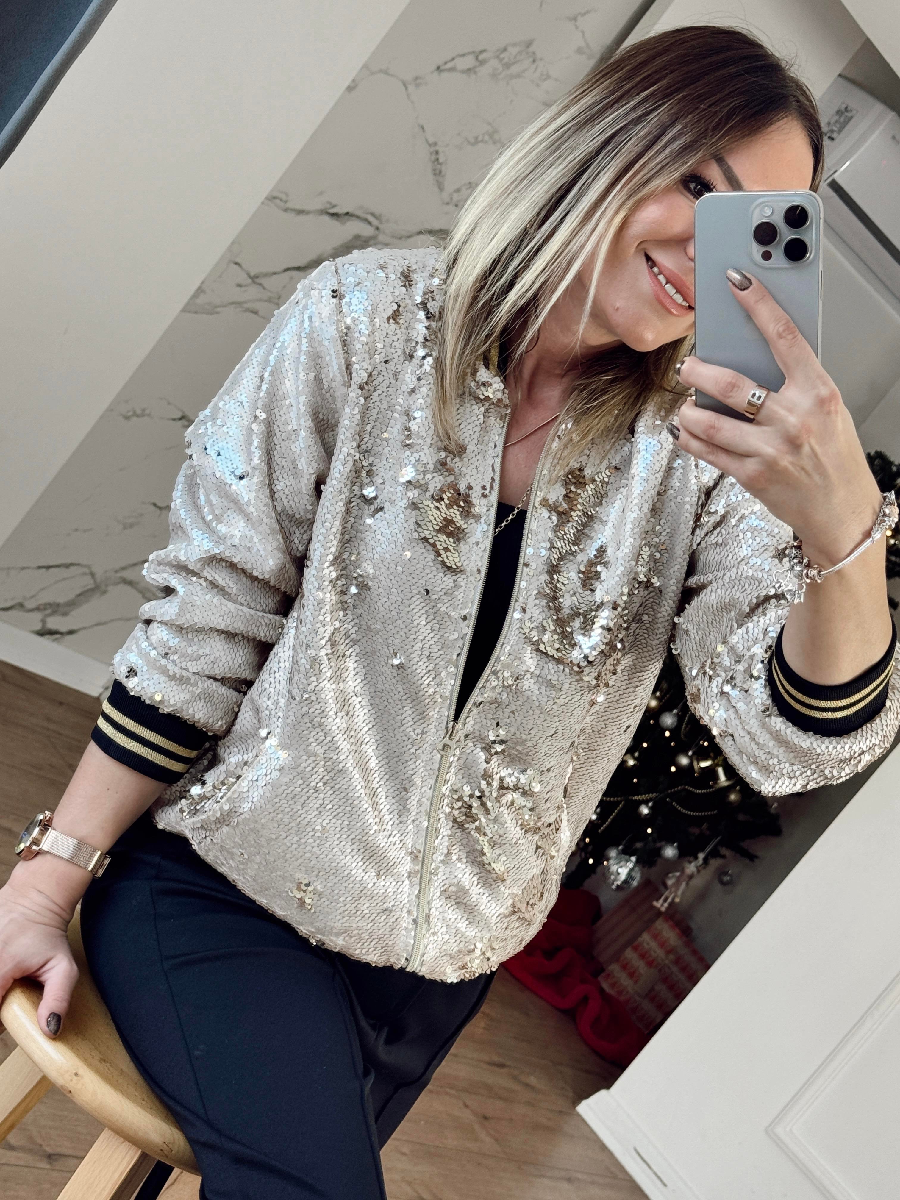 Payetli Bomber Ceket GOLD
