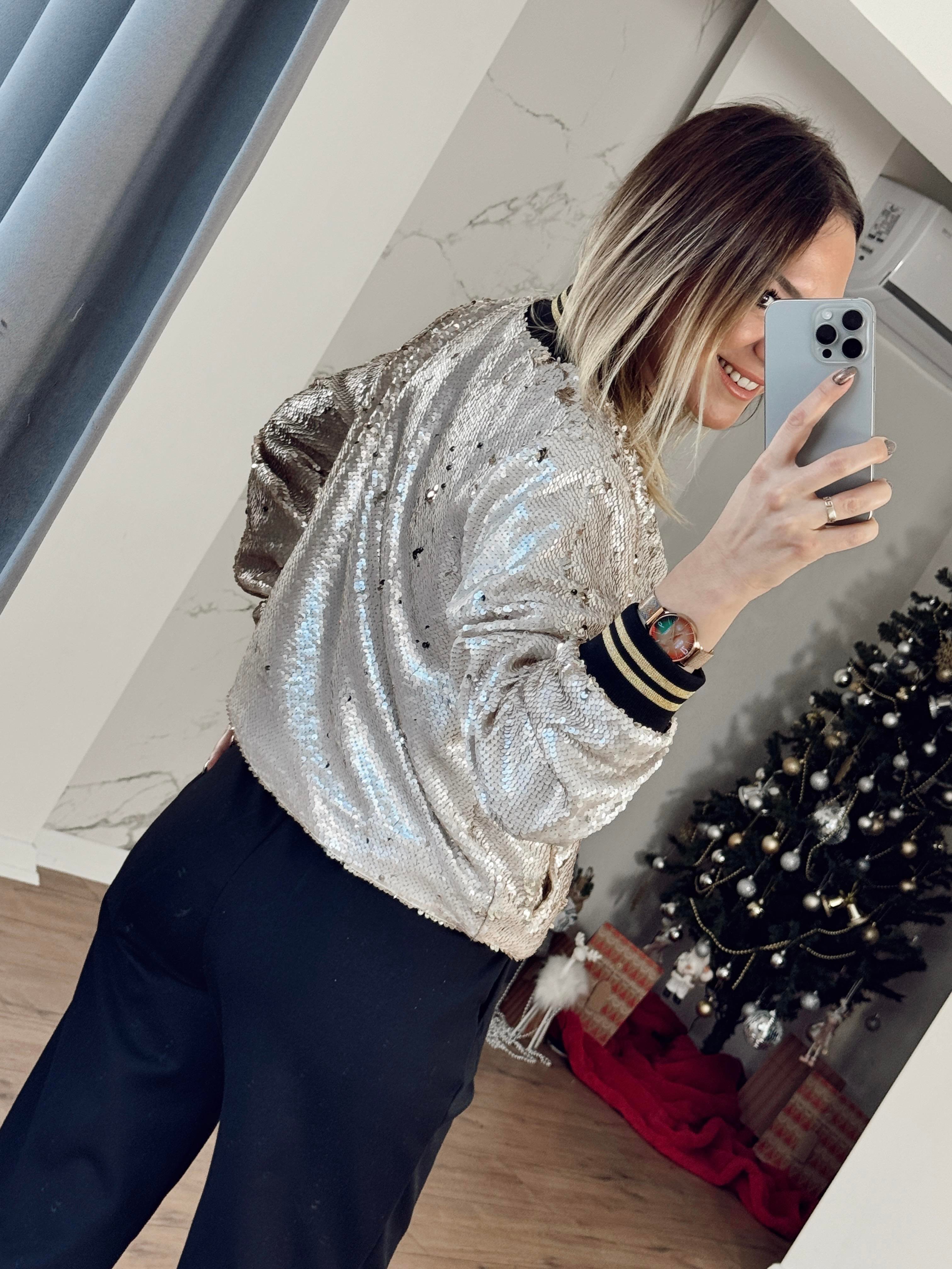 Payetli Bomber Ceket GOLD