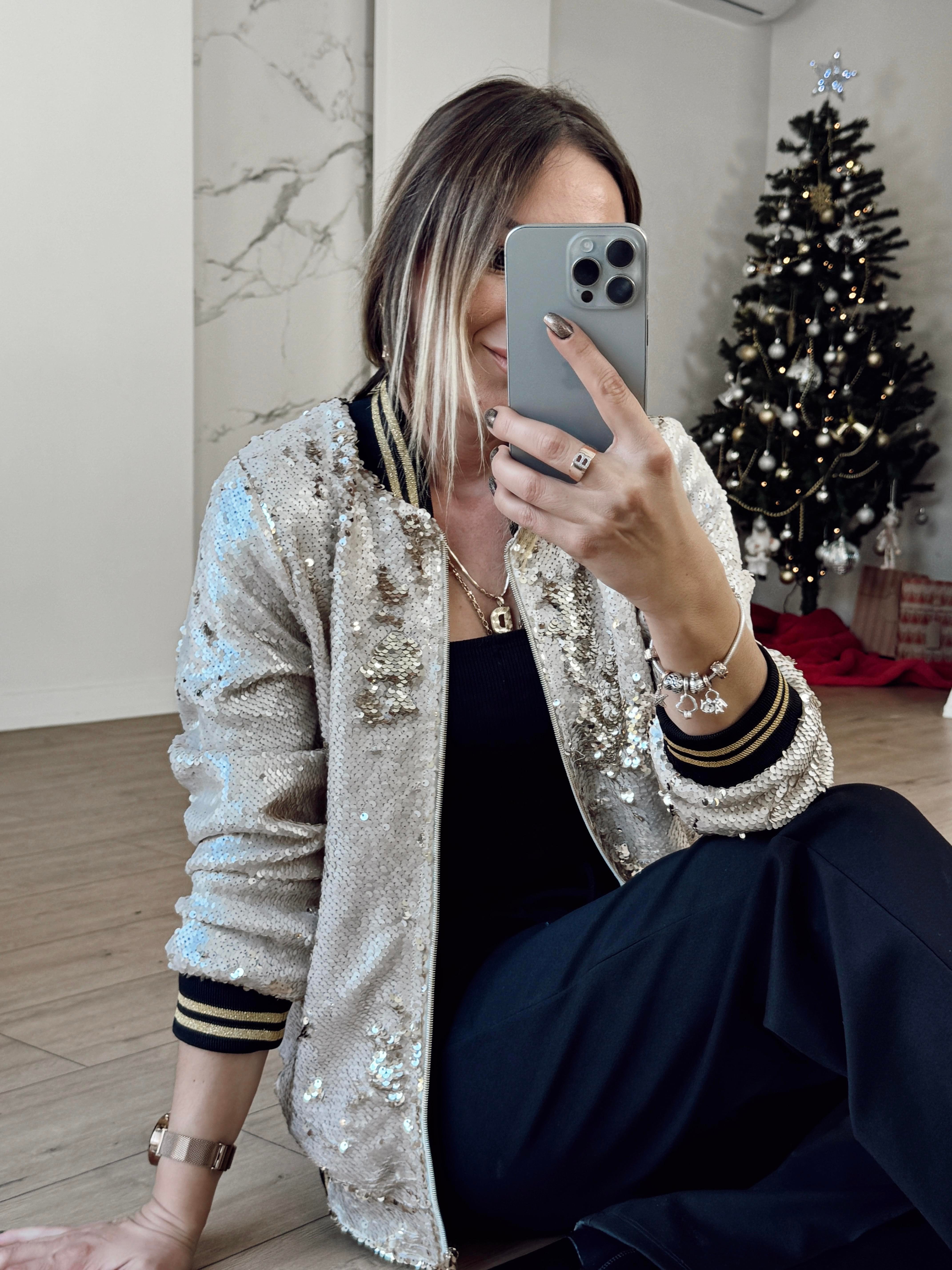 Payetli Bomber Ceket GOLD