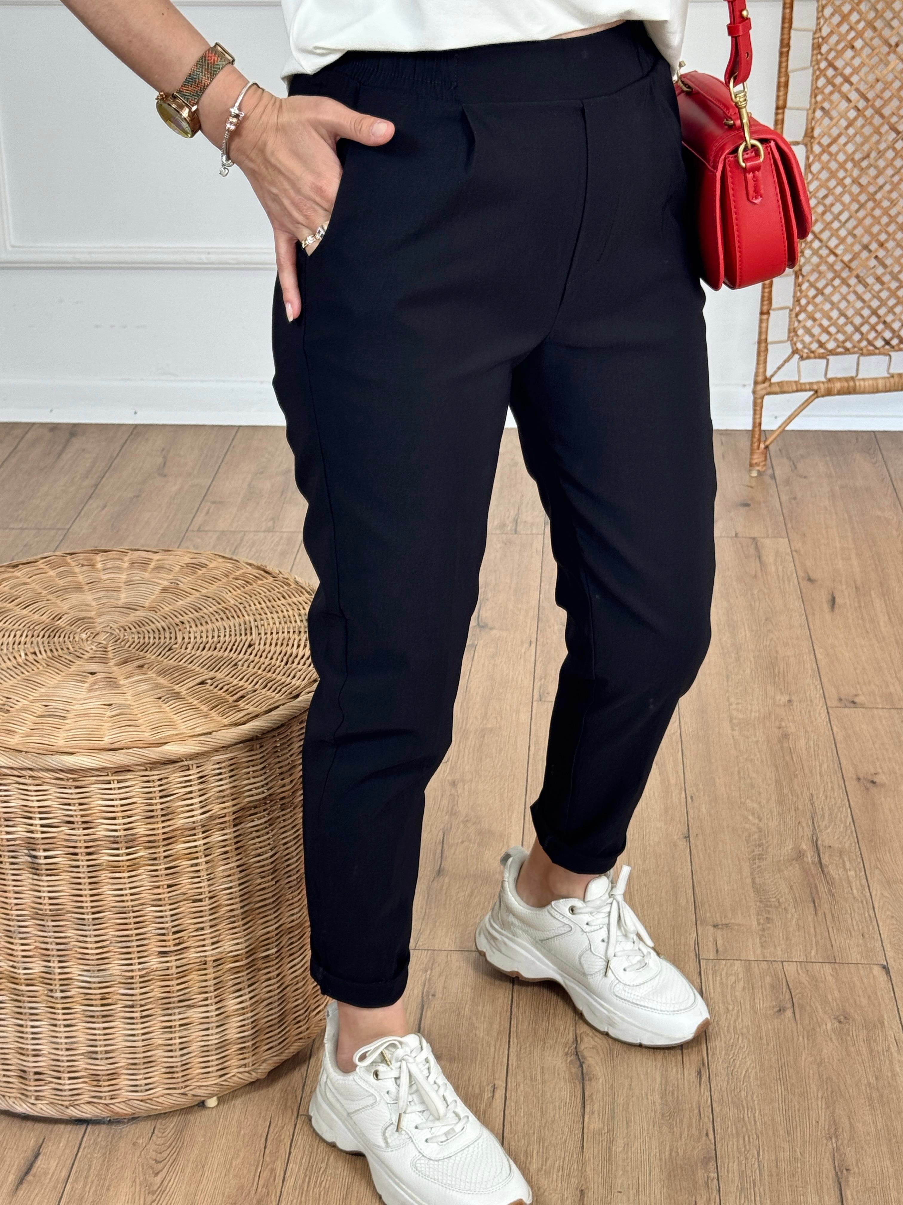 Pileli Beli Lastikli Pantolon SİYAH