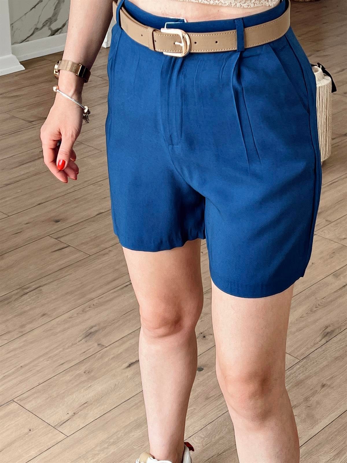 Pileli Cepli Şort LACİVERT