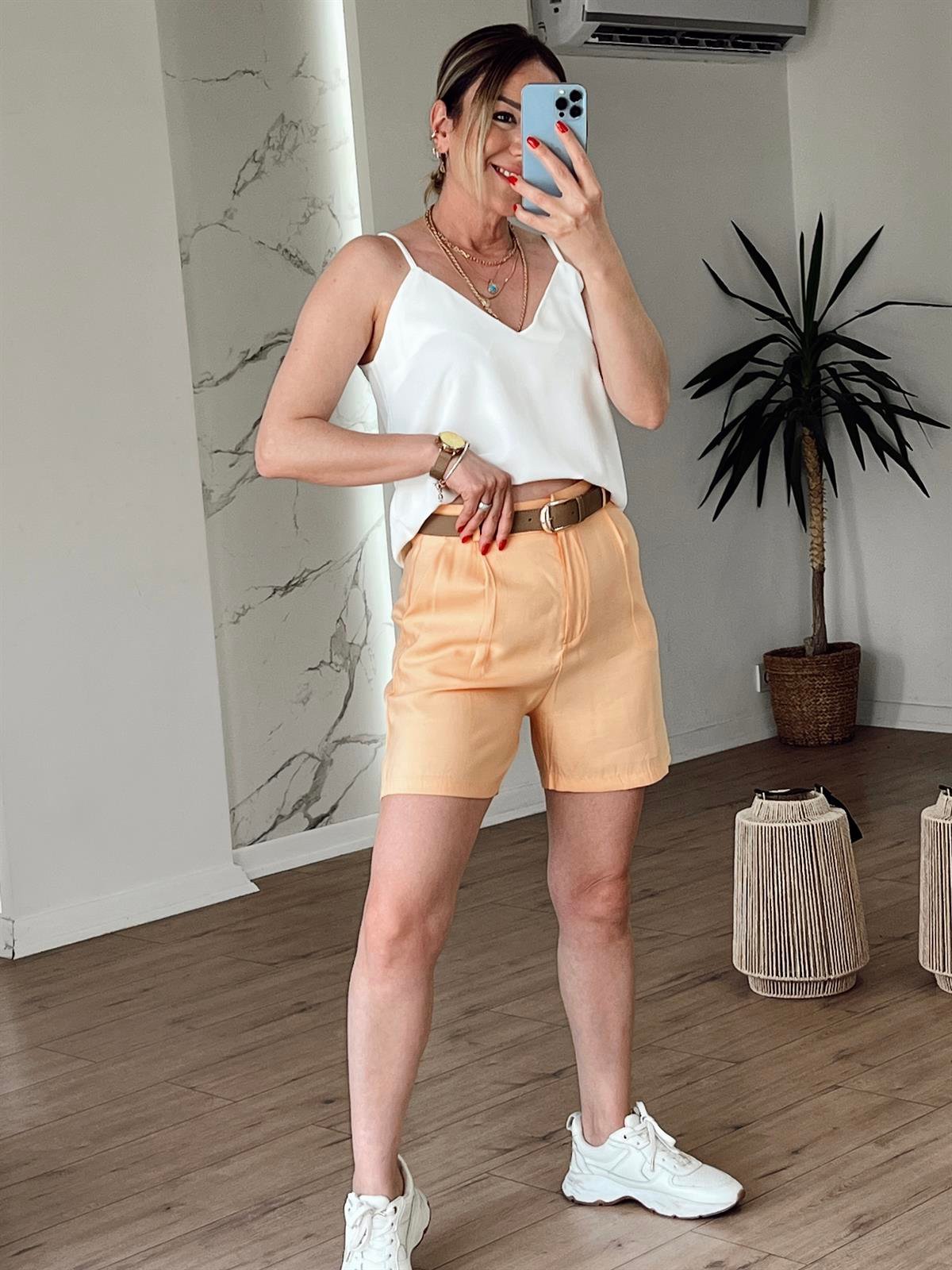 Pileli Cepli Şort ORANGE