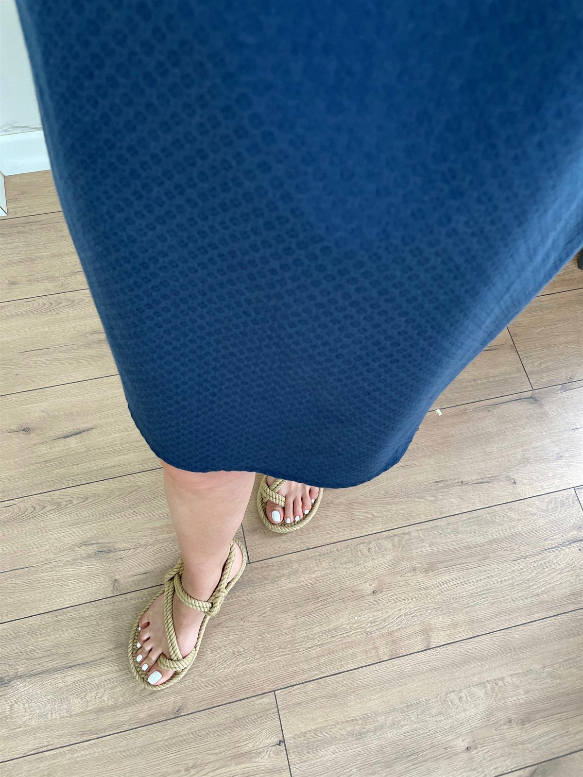 Poplin Elbise Lacivert