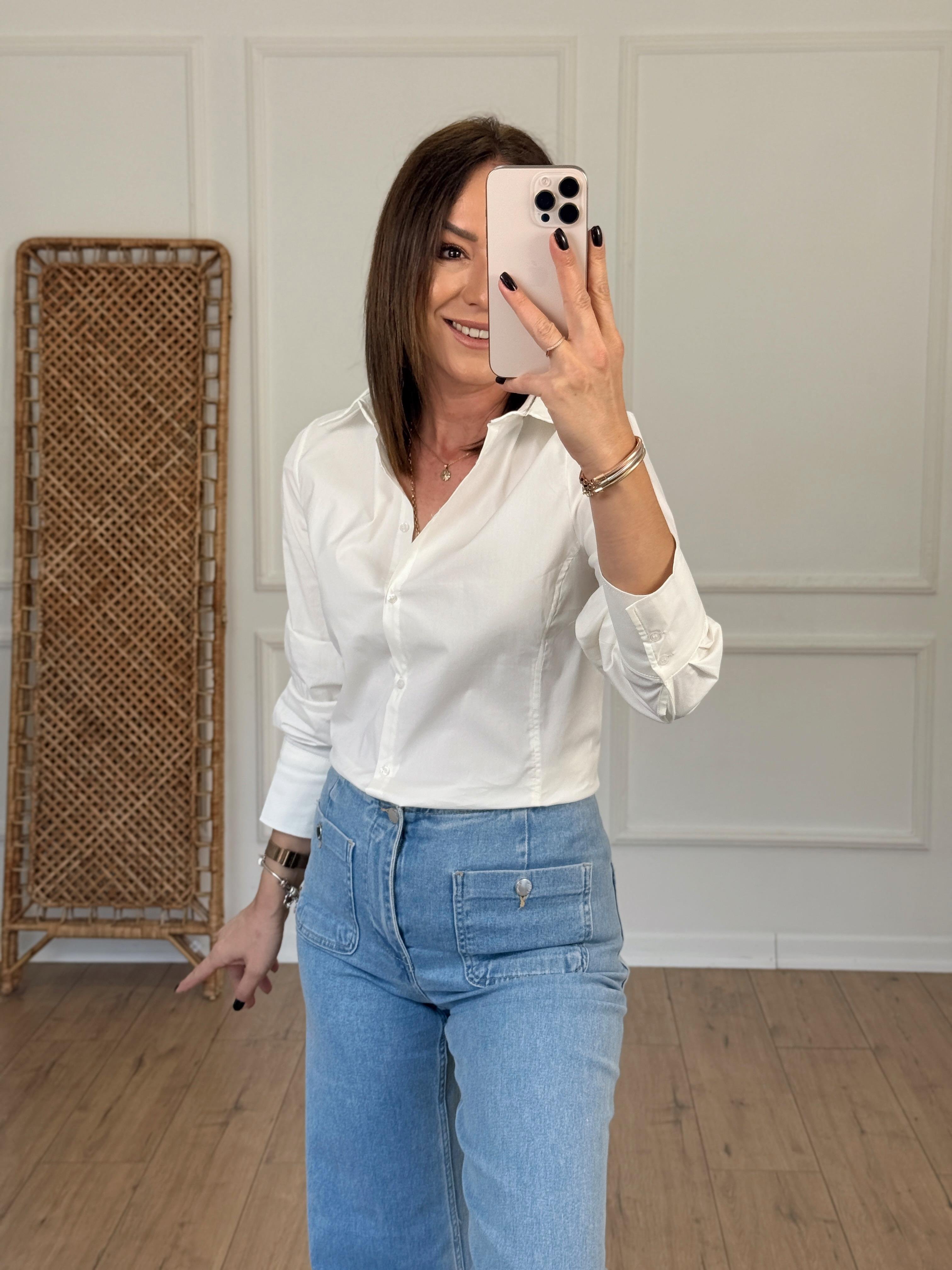Regular Fit Likralı Gömlek EKRU