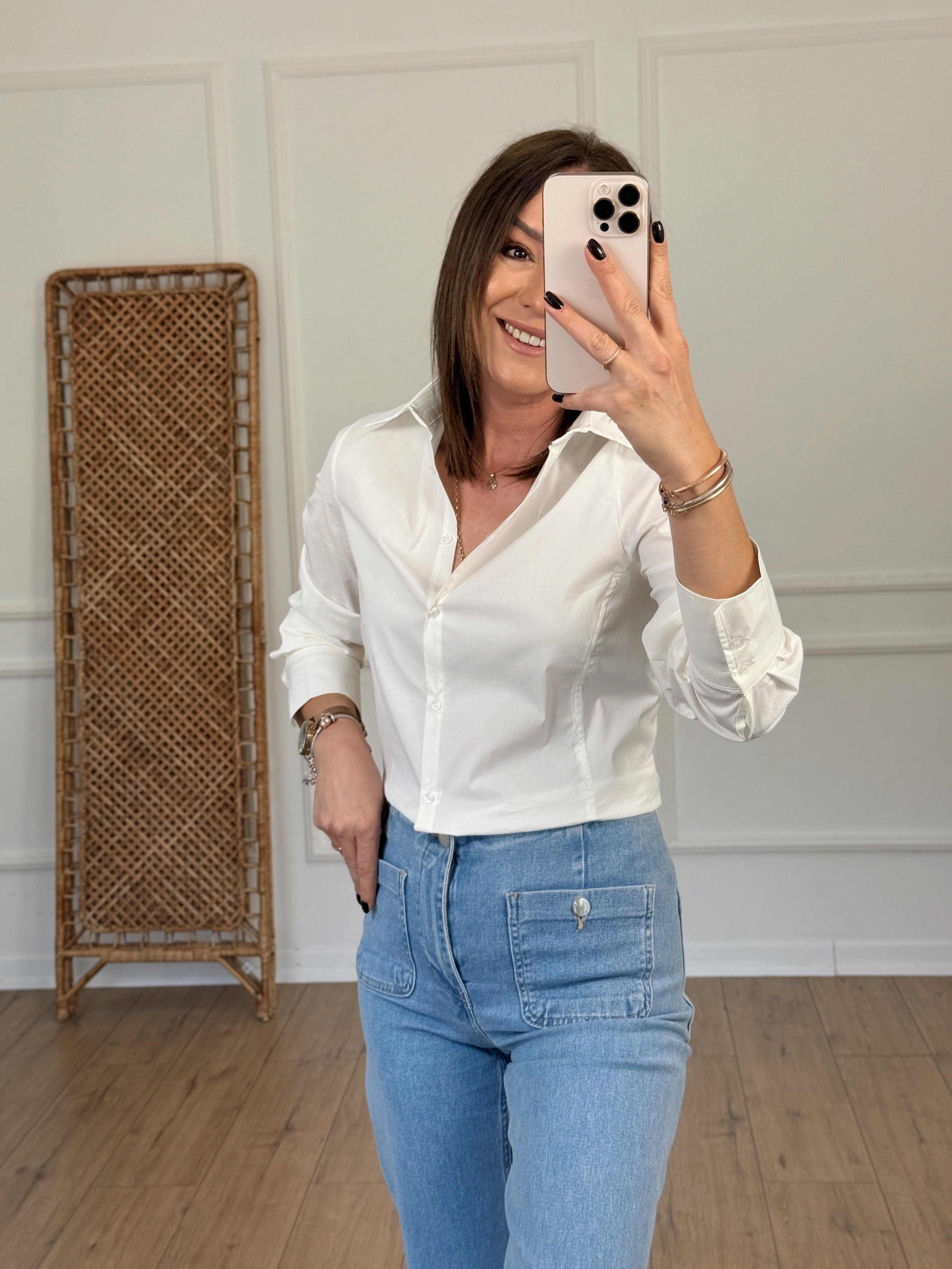 Regular Fit Likralı Gömlek EKRU