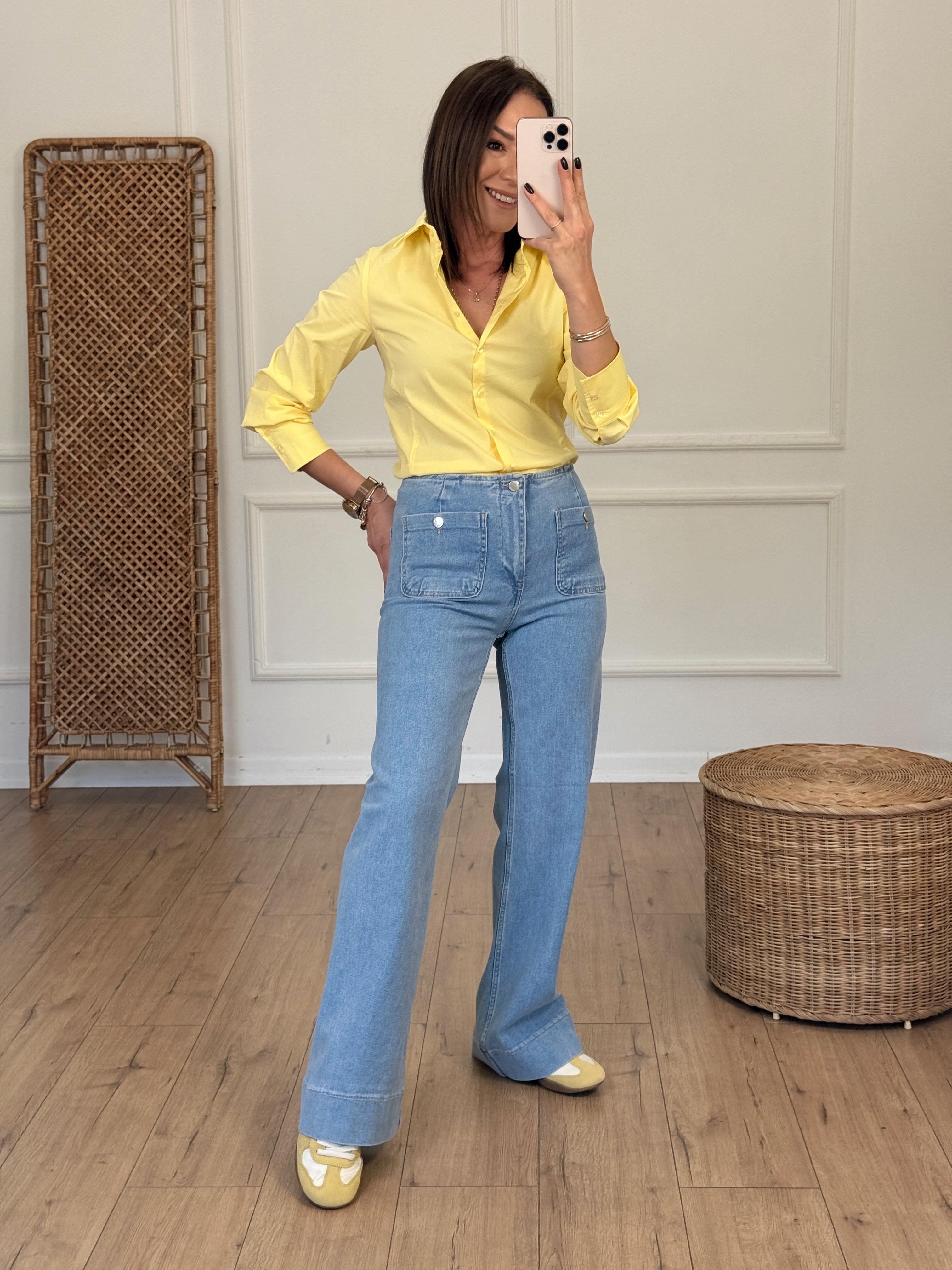 Regular Fit Likralı Gömlek SARI