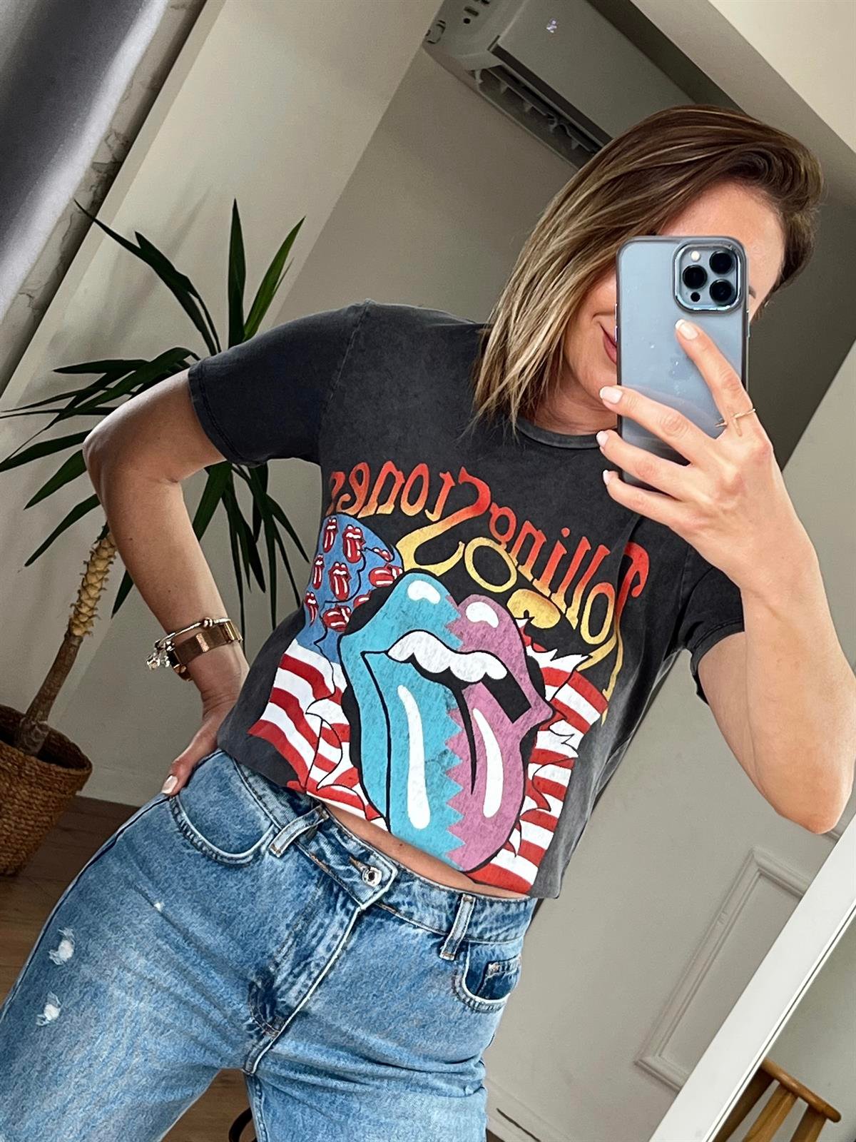 ROLLİNG STONES BASKILI TSHİRT ANTRESİT