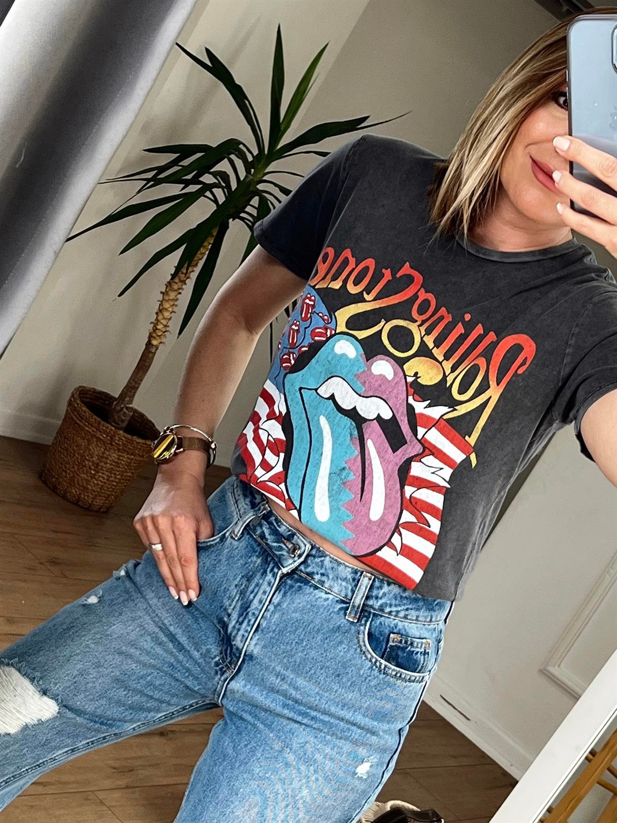 ROLLİNG STONES BASKILI TSHİRT ANTRESİT