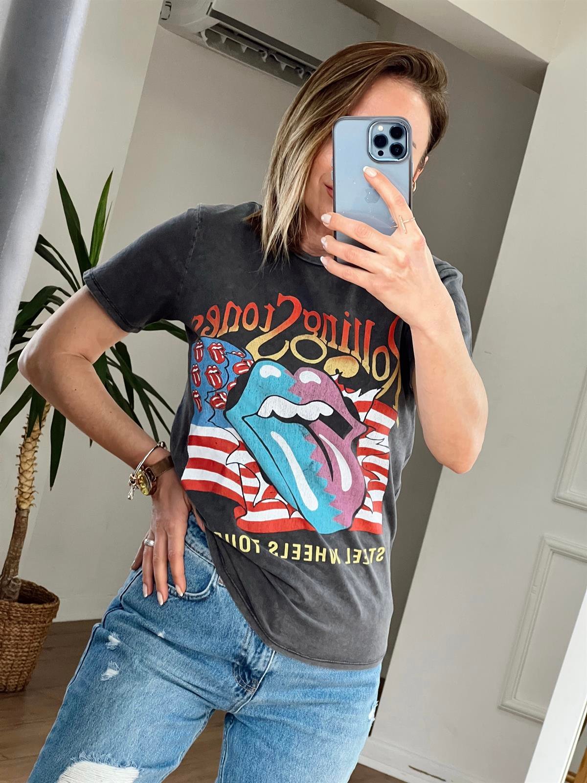 ROLLİNG STONES BASKILI TSHİRT ANTRESİT