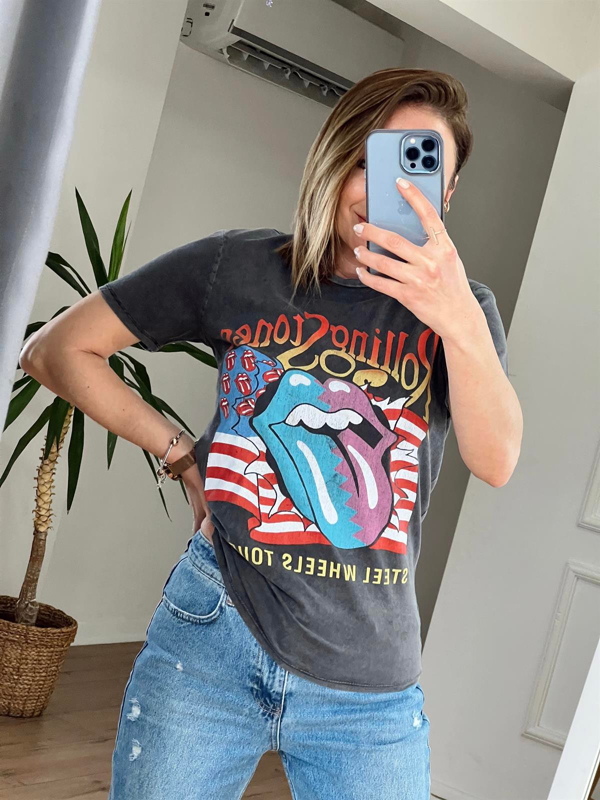 ROLLİNG STONES BASKILI TSHİRT ANTRESİT