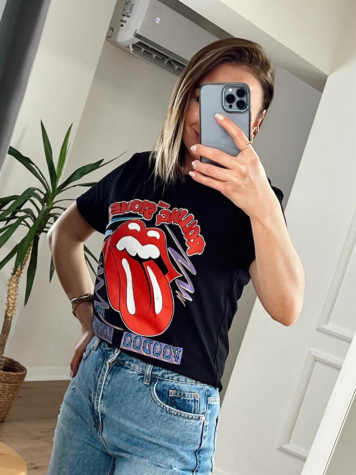 ROLLİNG STONES BASKILI TSHİRT SİYAH